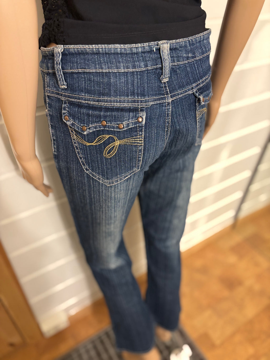 Vintage Jeans Sleng Broderte Lommer