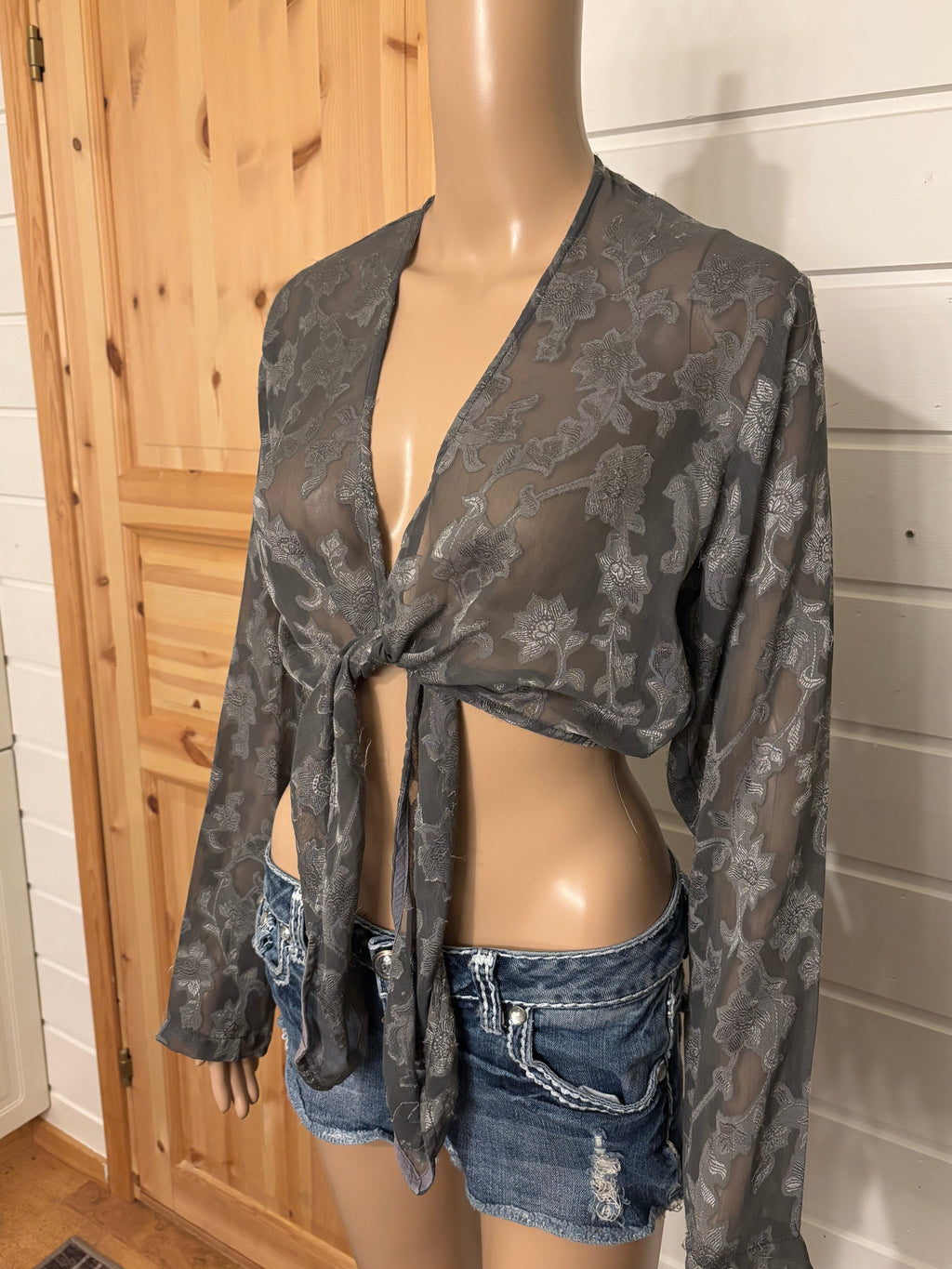 Grå Mesh Bolero