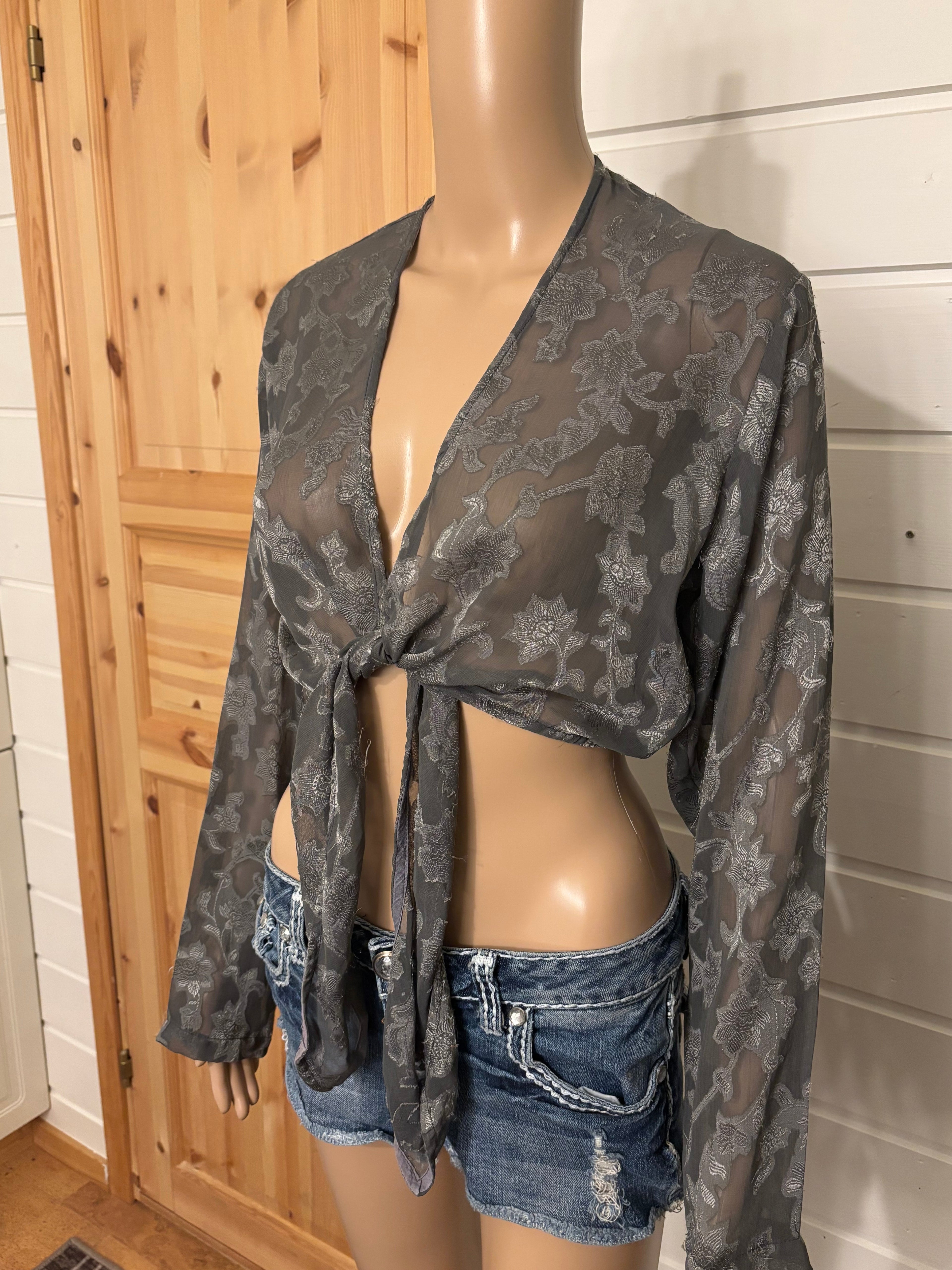 Grå Mesh Bolero