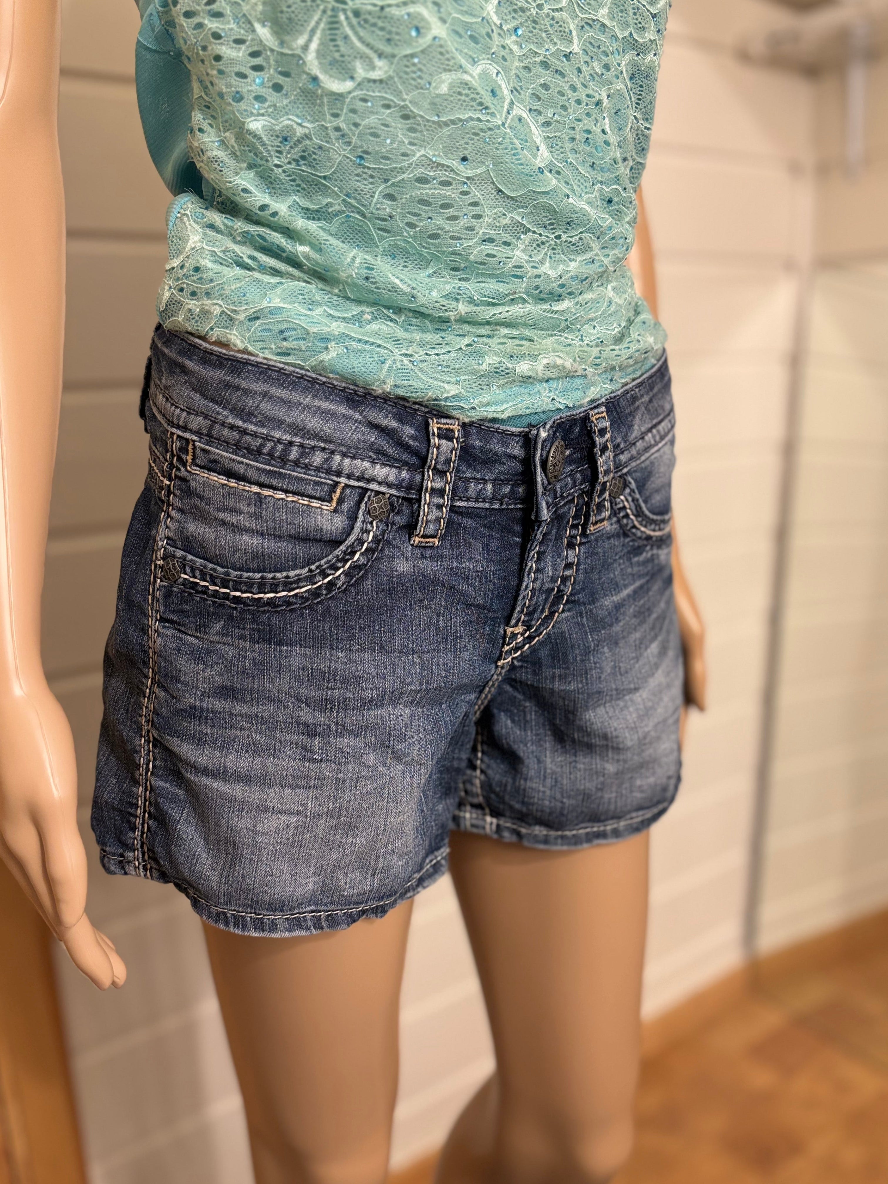 Silver Denim Shorts