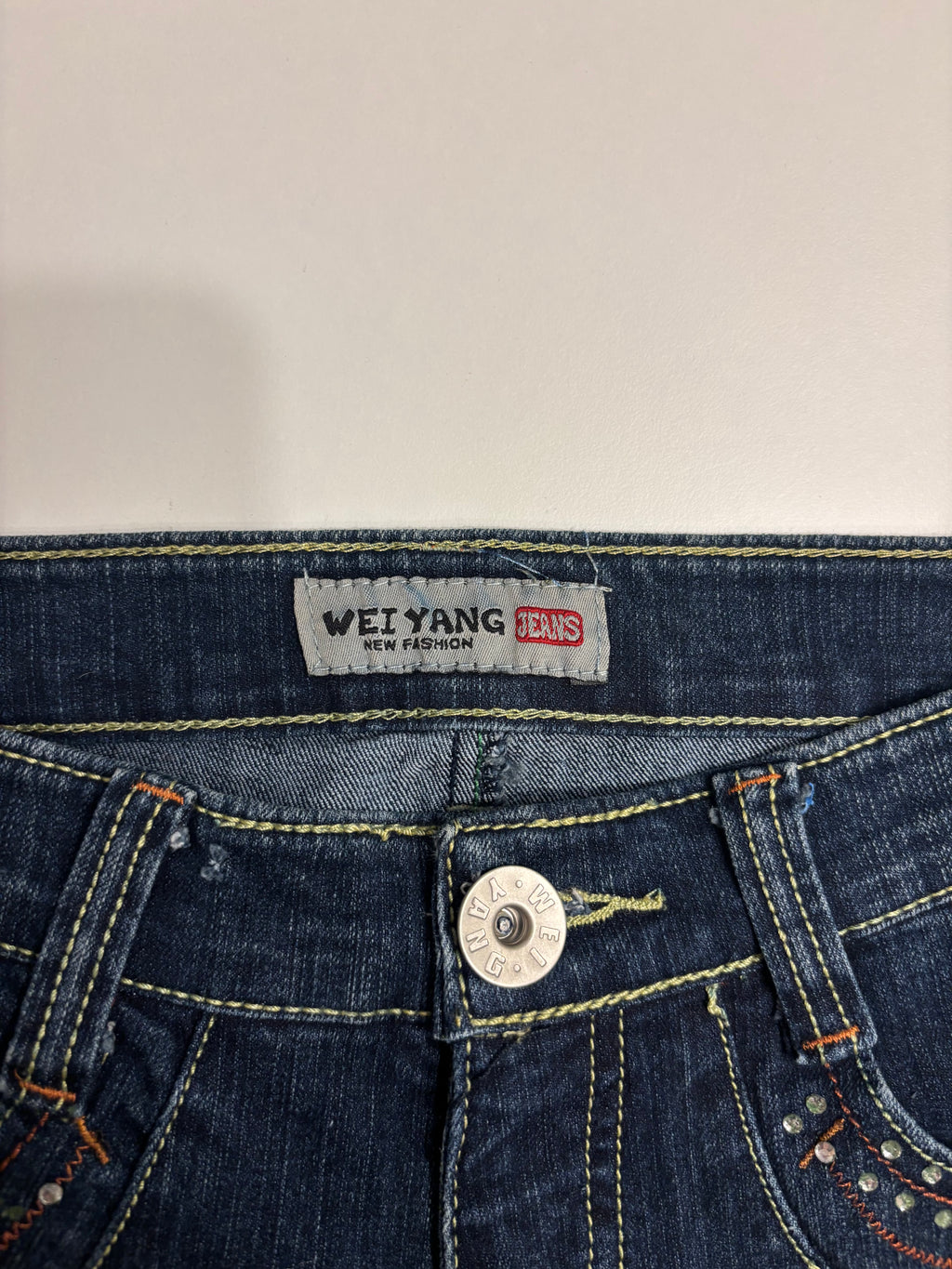 Vintage Jeans Sleng Pyntede Lommer
