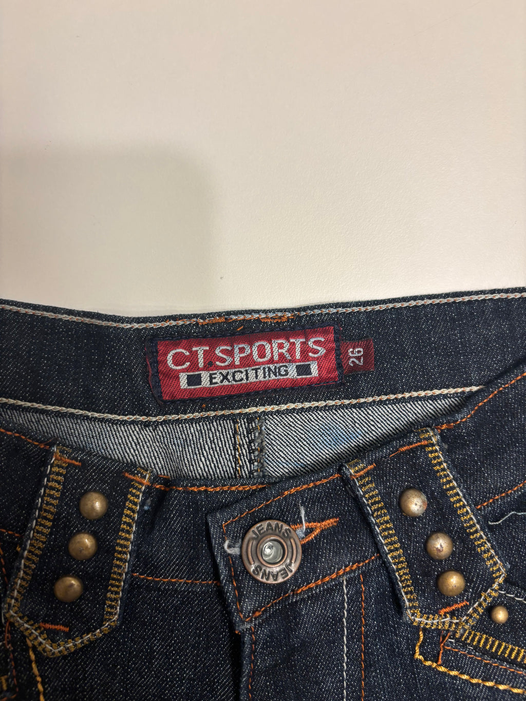 Vintage Jeans Sleng Broderte Lommer