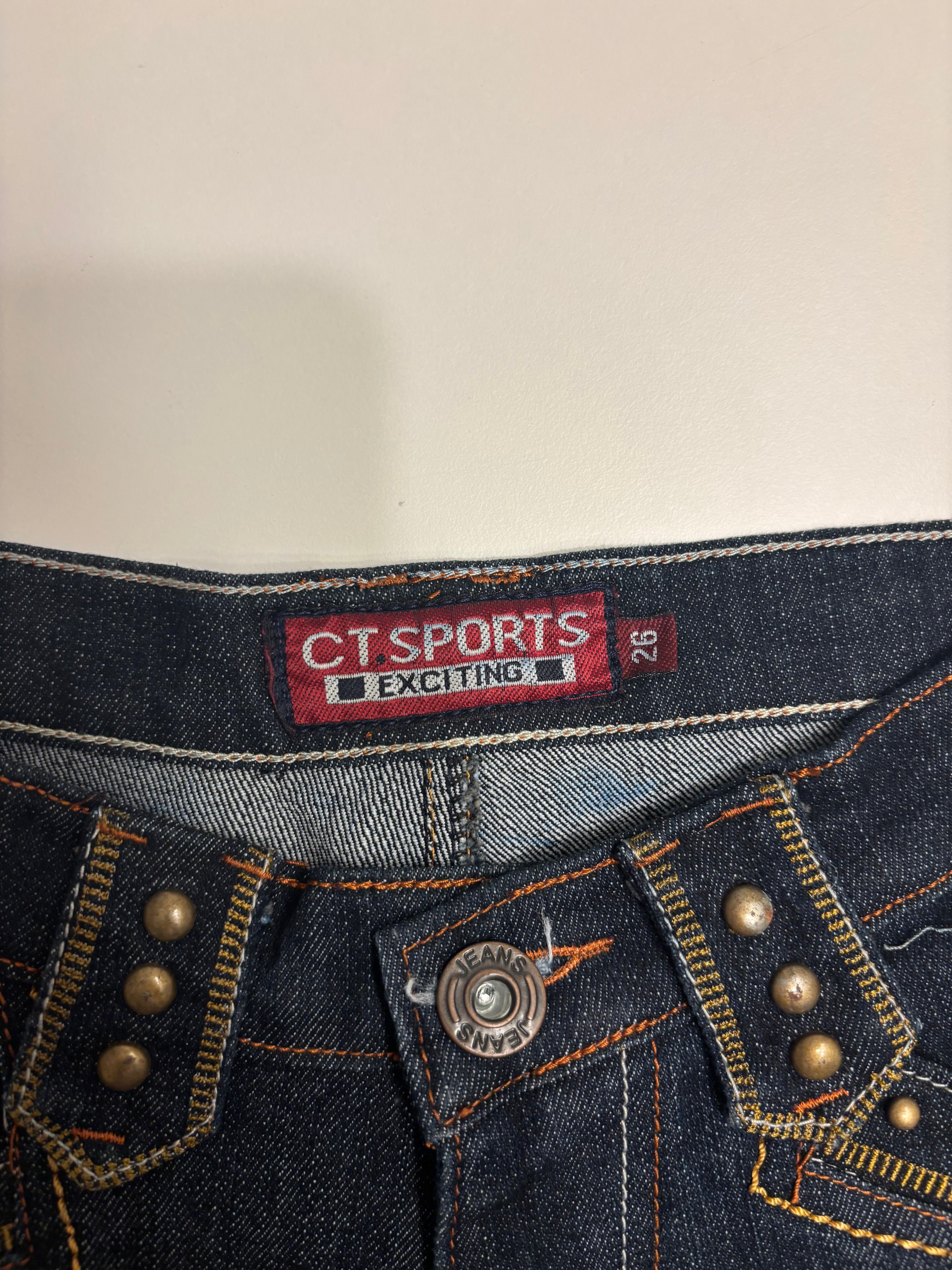 Vintage Jeans Sleng Broderte Lommer