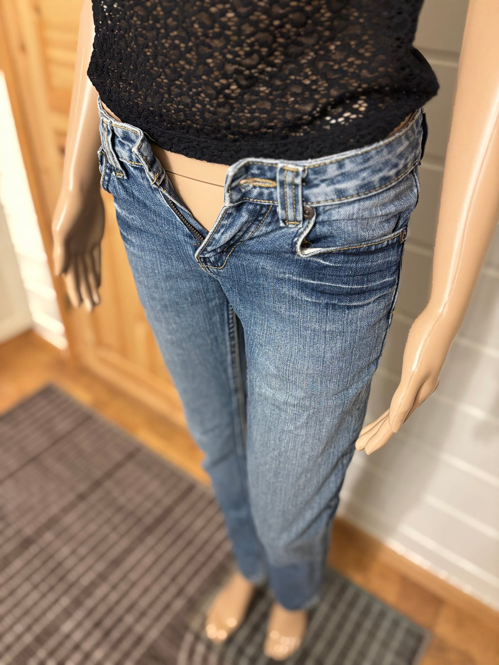 Vintage Jeans Straight Pyntede Lommer