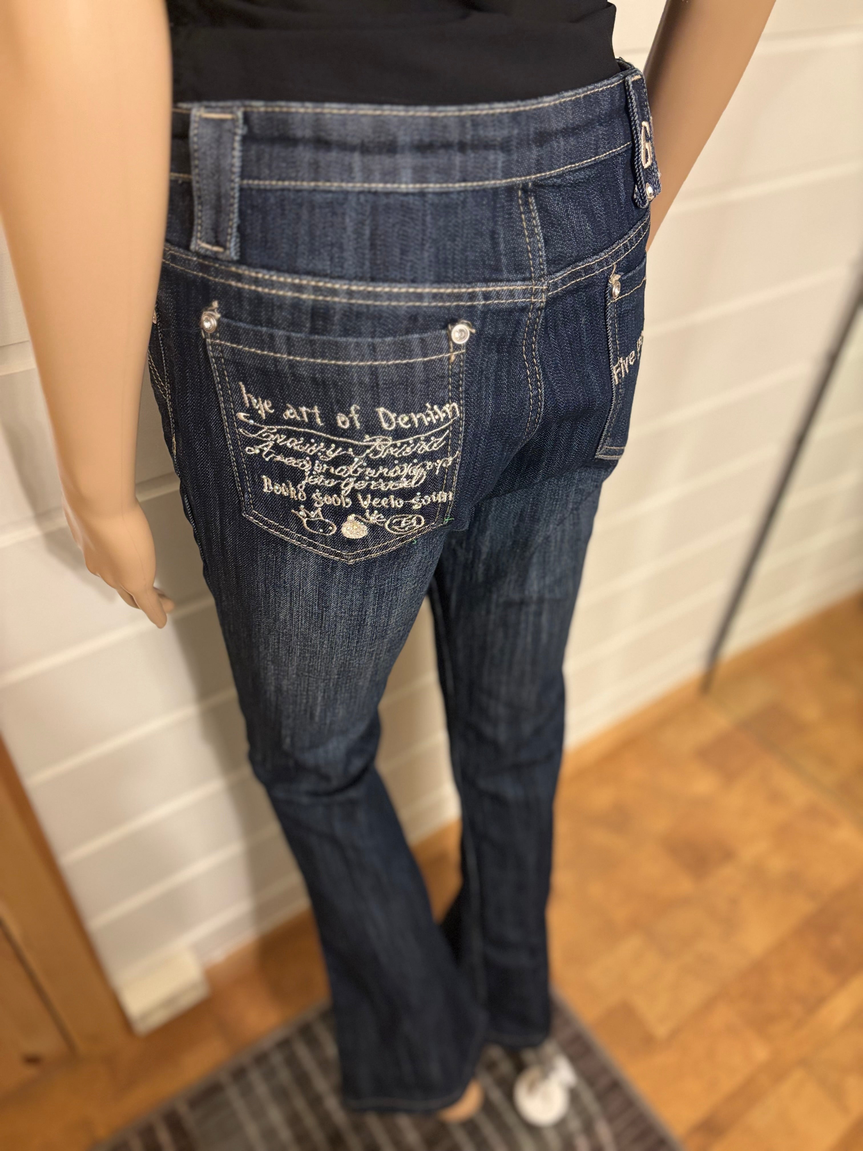 Vintage Jeans Sleng Pyntede Lommer