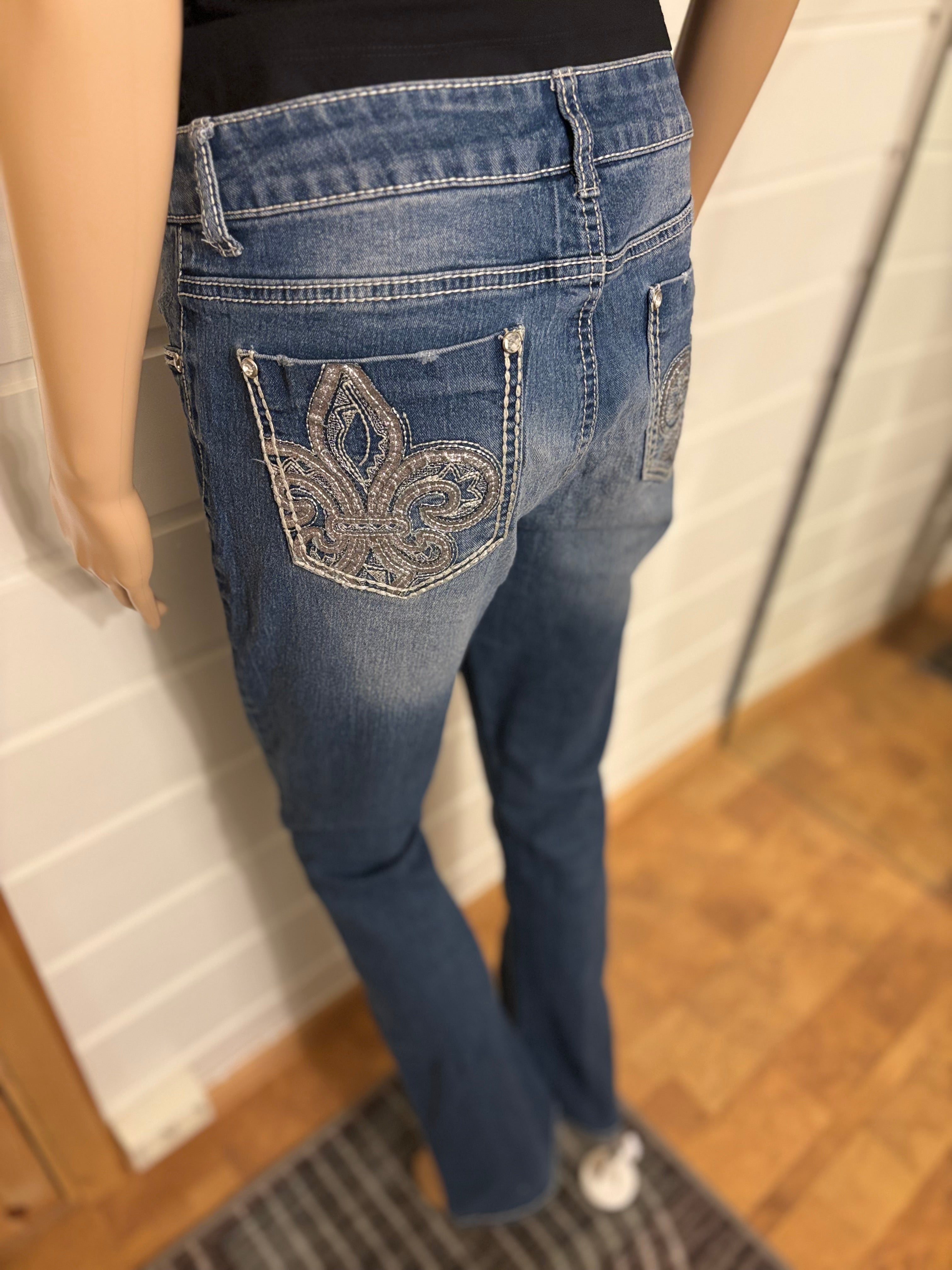 Vintage Jeans Sleng Pyntede Lommer