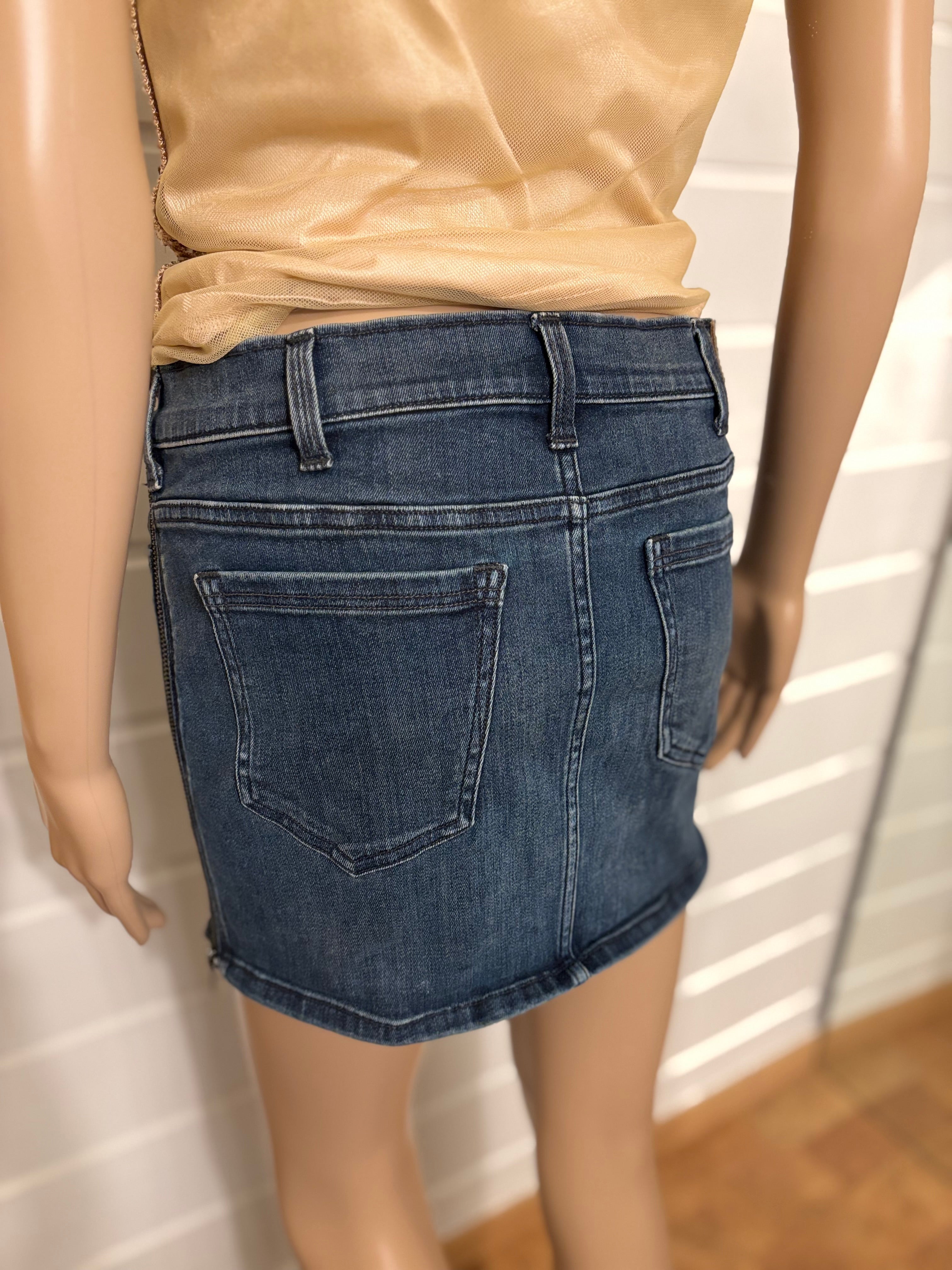 Mørkeblå Mini Denim Skjørt
