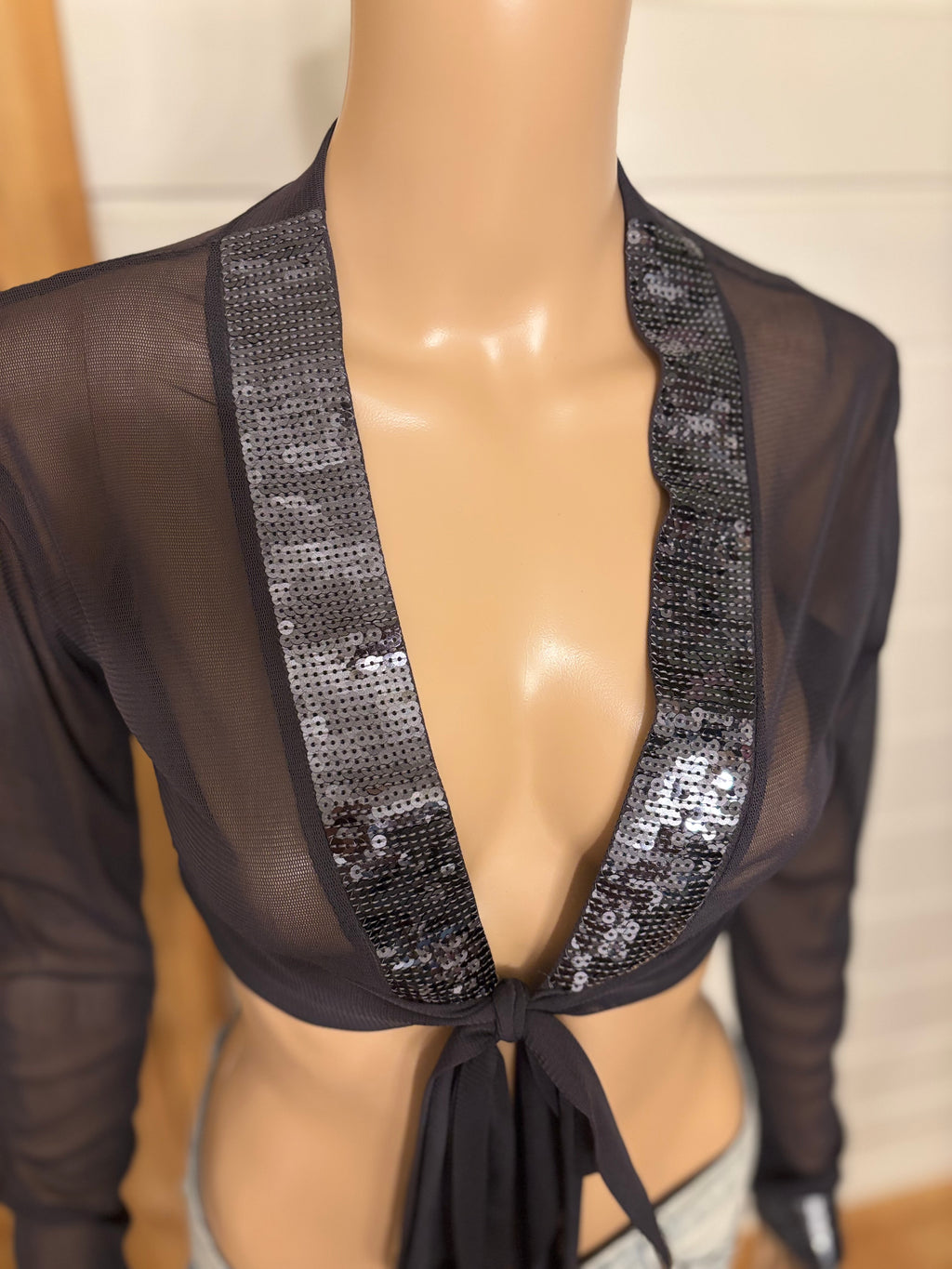 Svart Mesh Bolero Paljetter