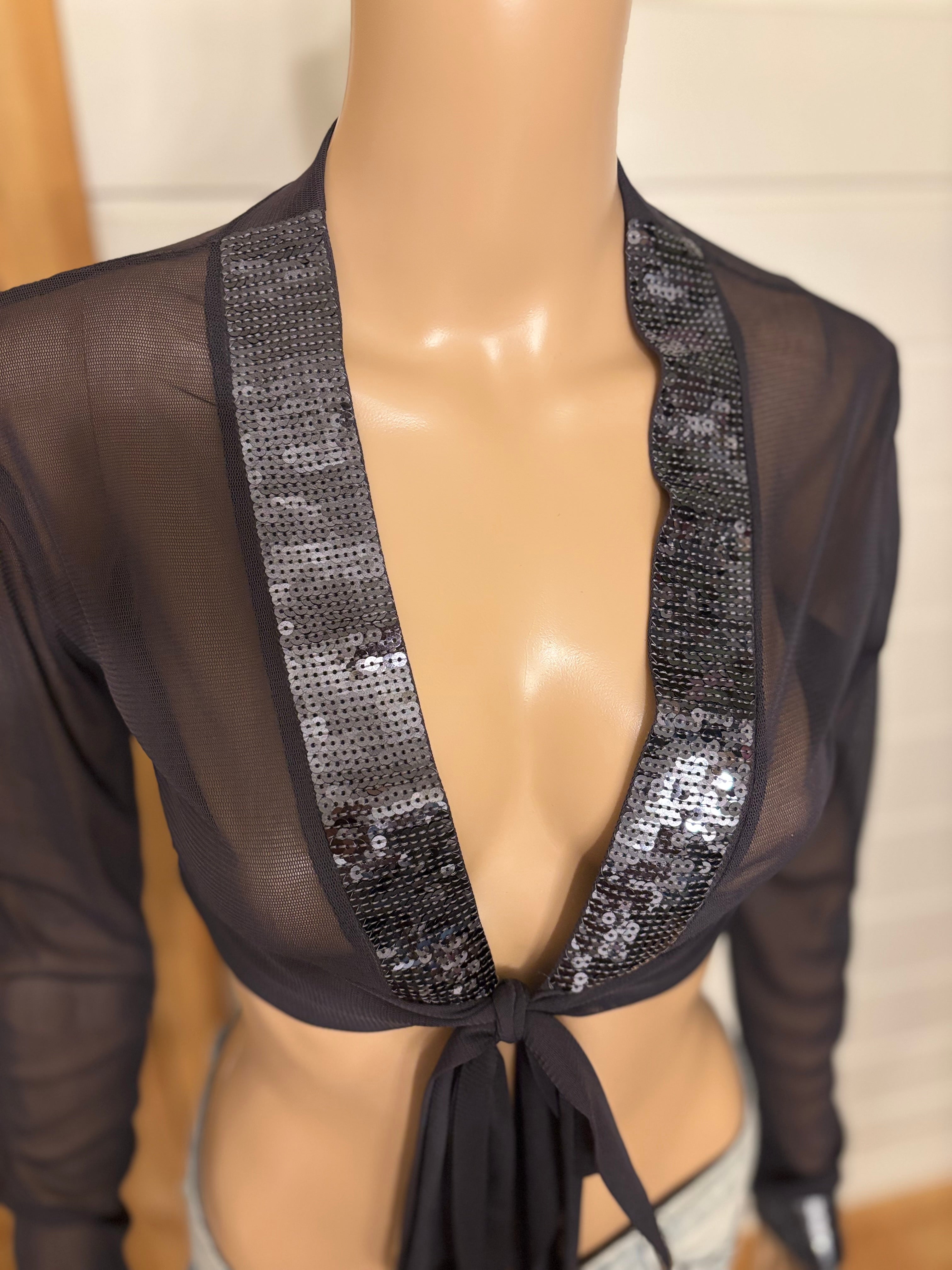 Svart Mesh Bolero Paljetter