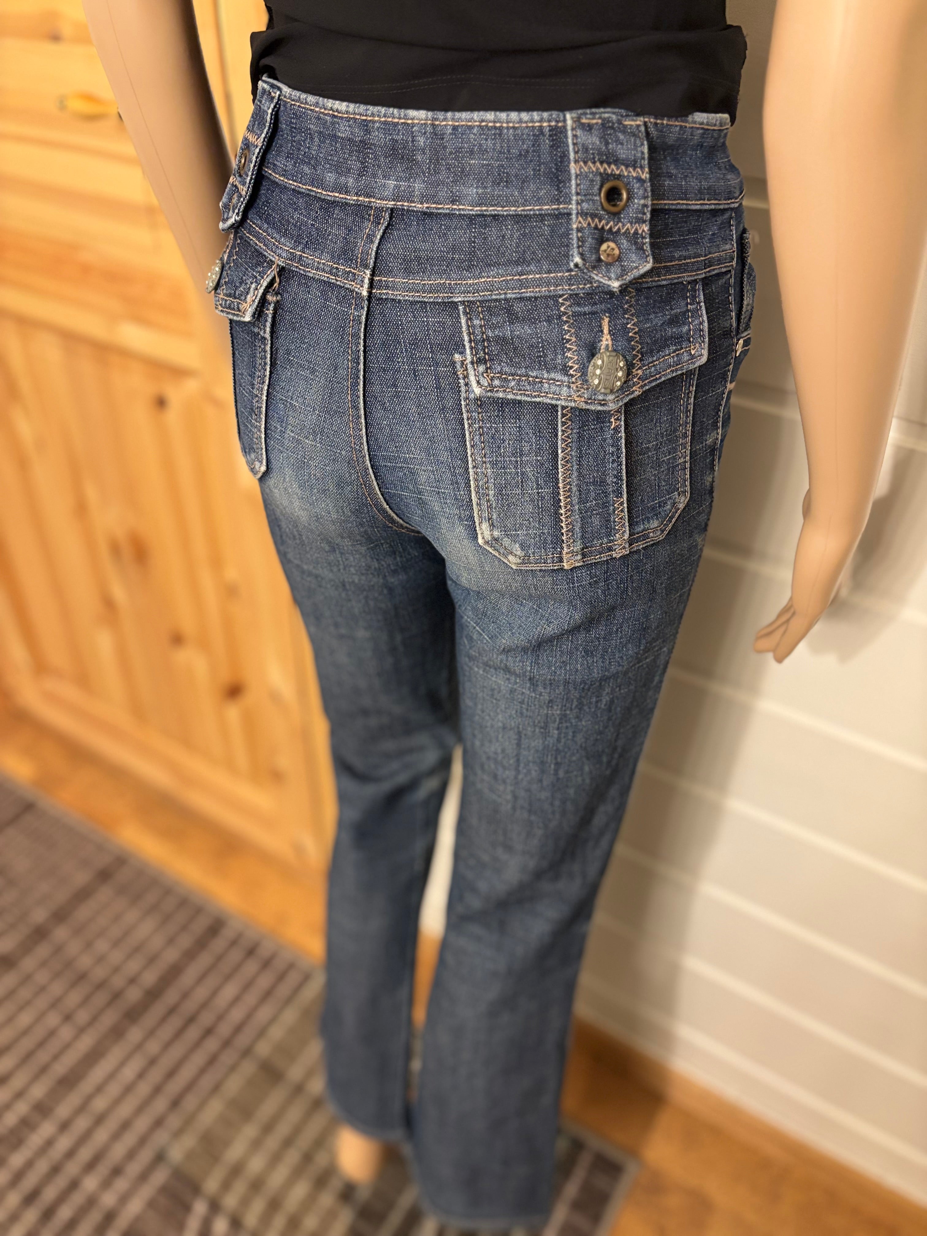 Vintage Jeans Sleng Pyntede Lommer