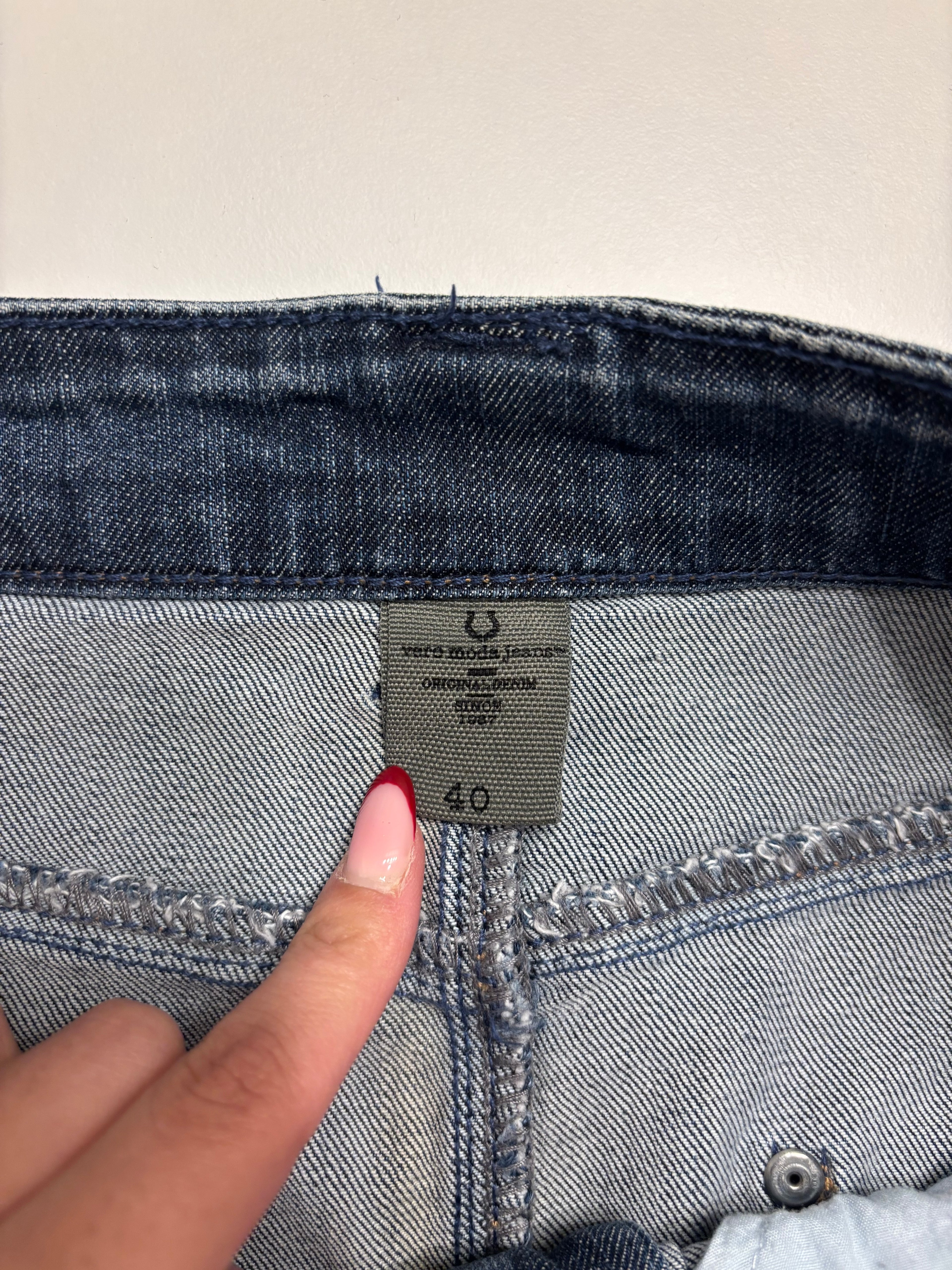 Mørkeblå Denim Mini Skjørt