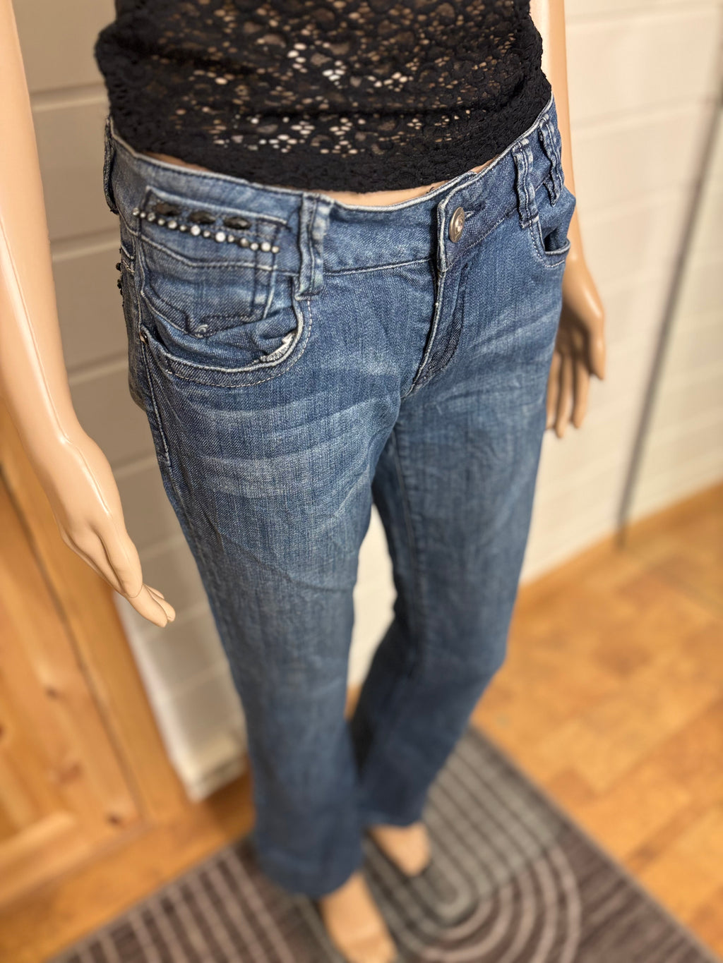 LA.IDOL Jeans Sleng Pyntede Lommer