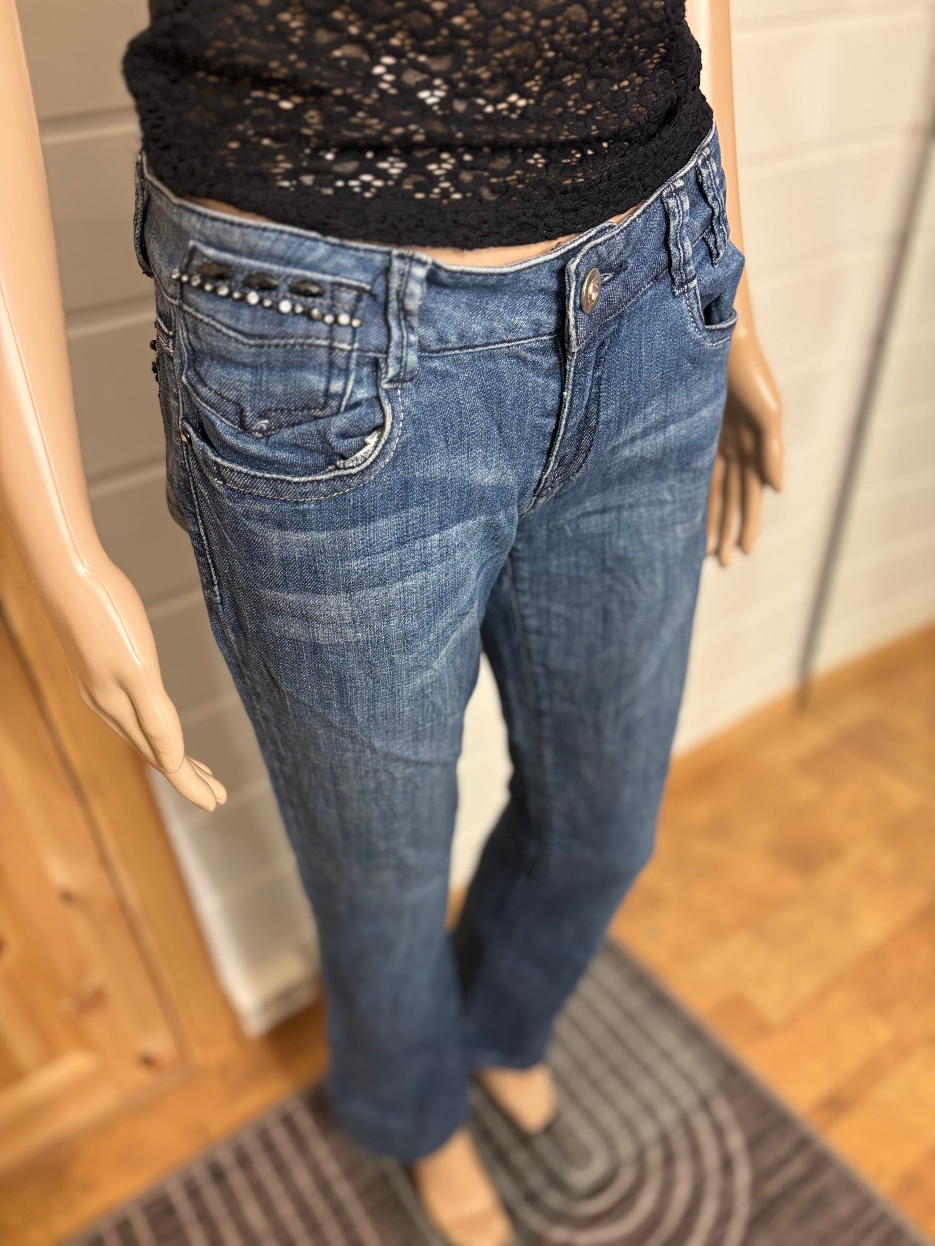 LA.IDOL Jeans Sleng Pyntede Lommer