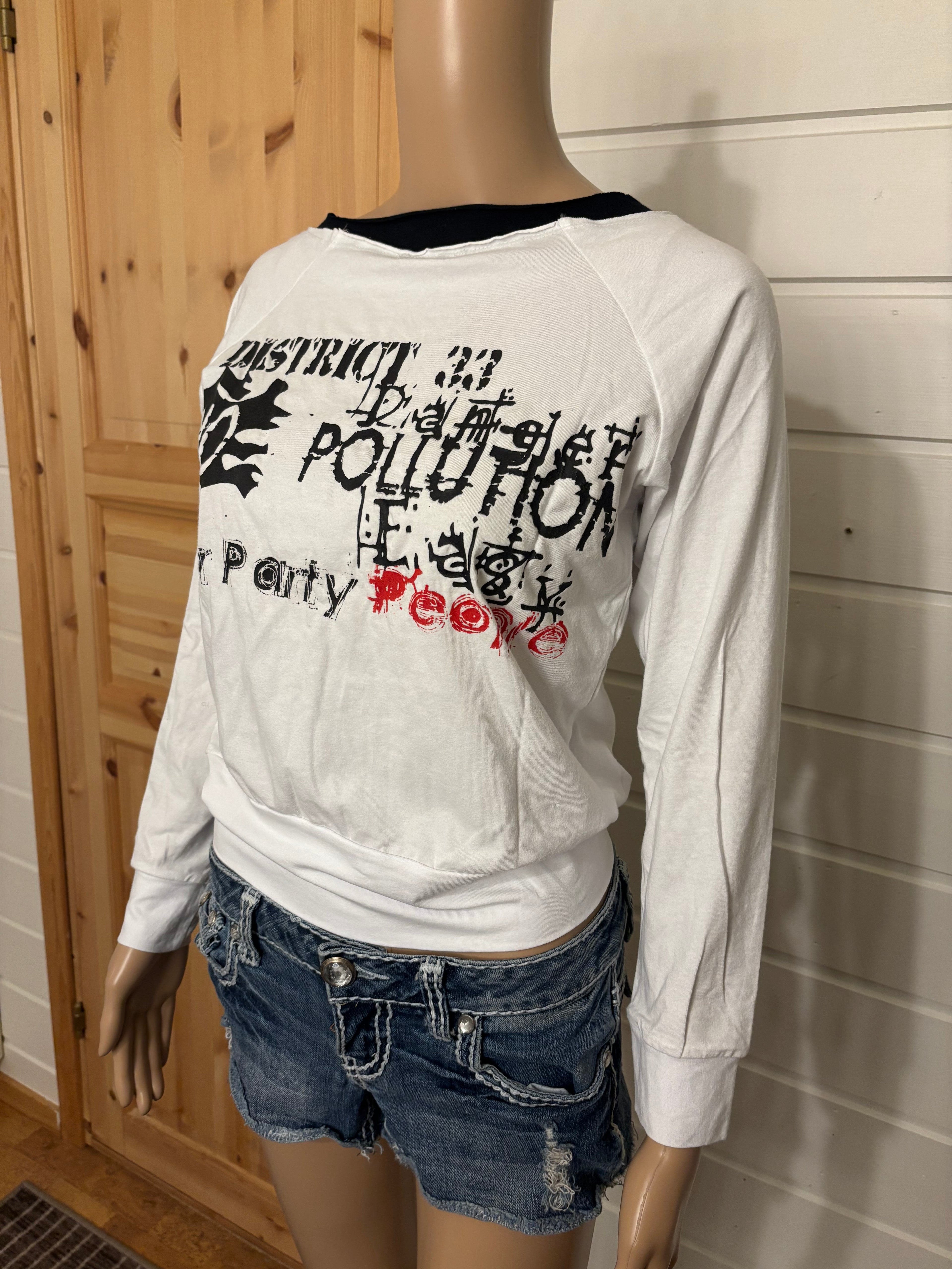 Hvit Y2K Langermet Topp