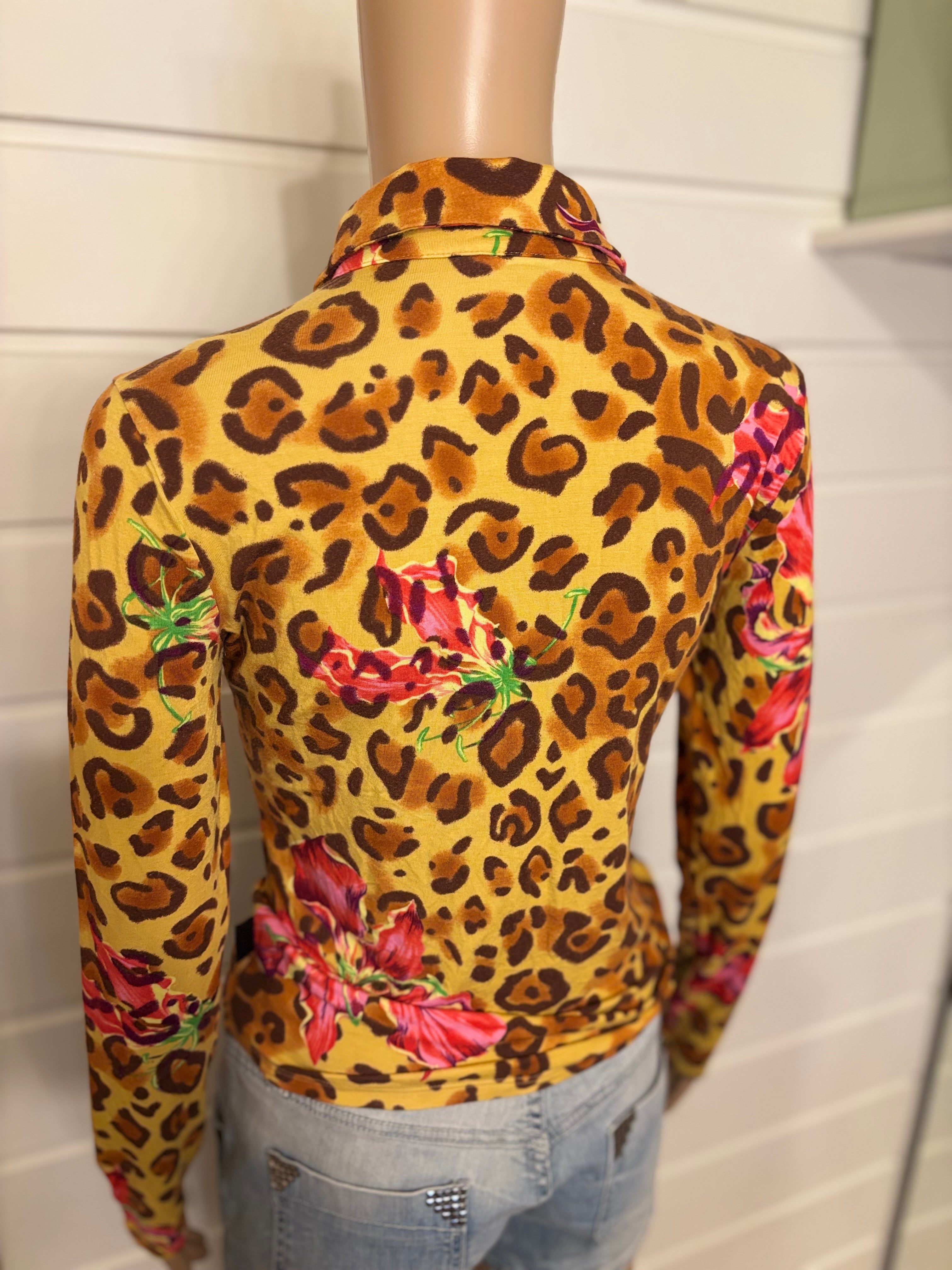 "Versace" Leopard Print Langermet Topp