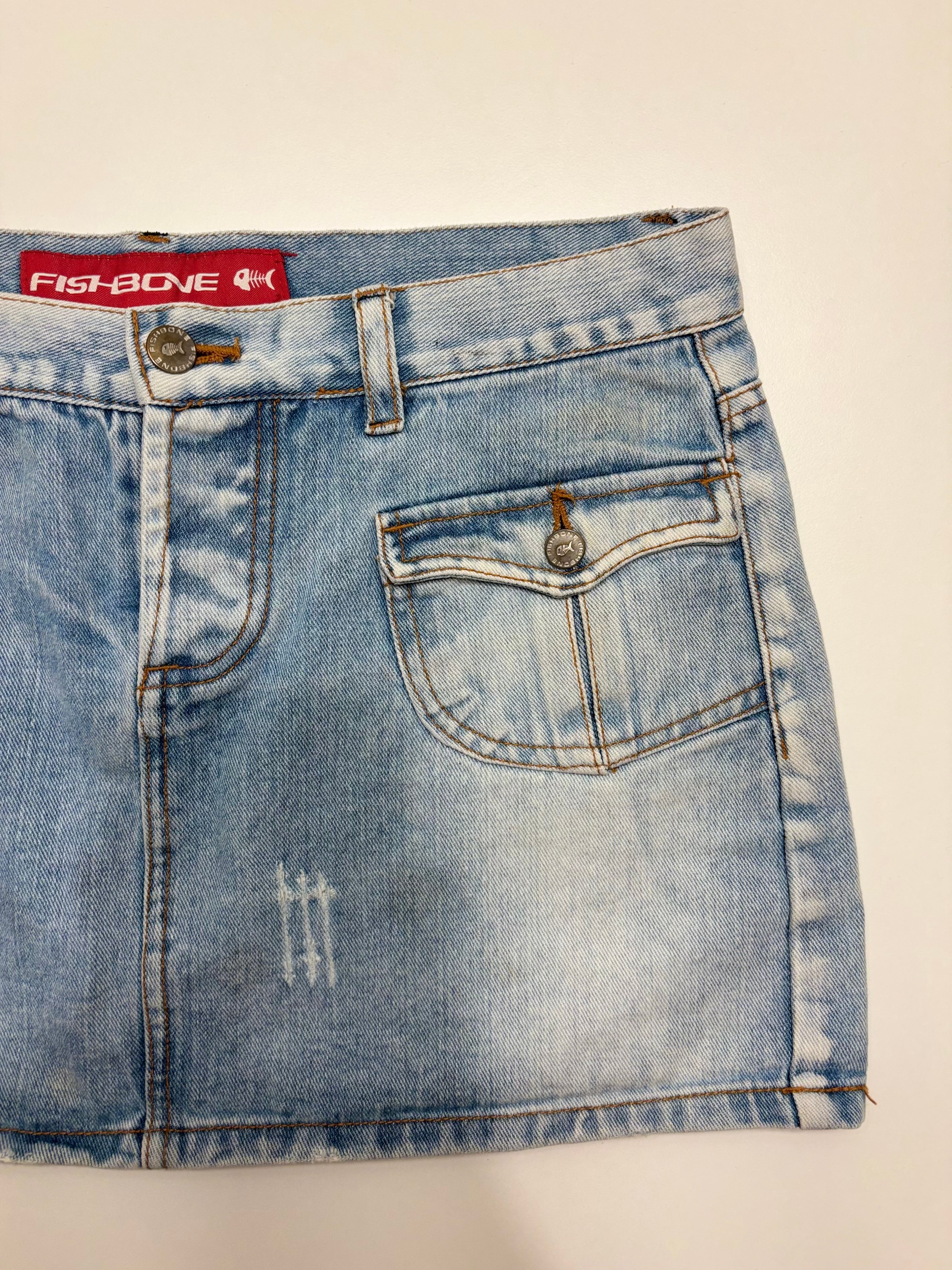 Lyseblå Denim Mini Skjørt