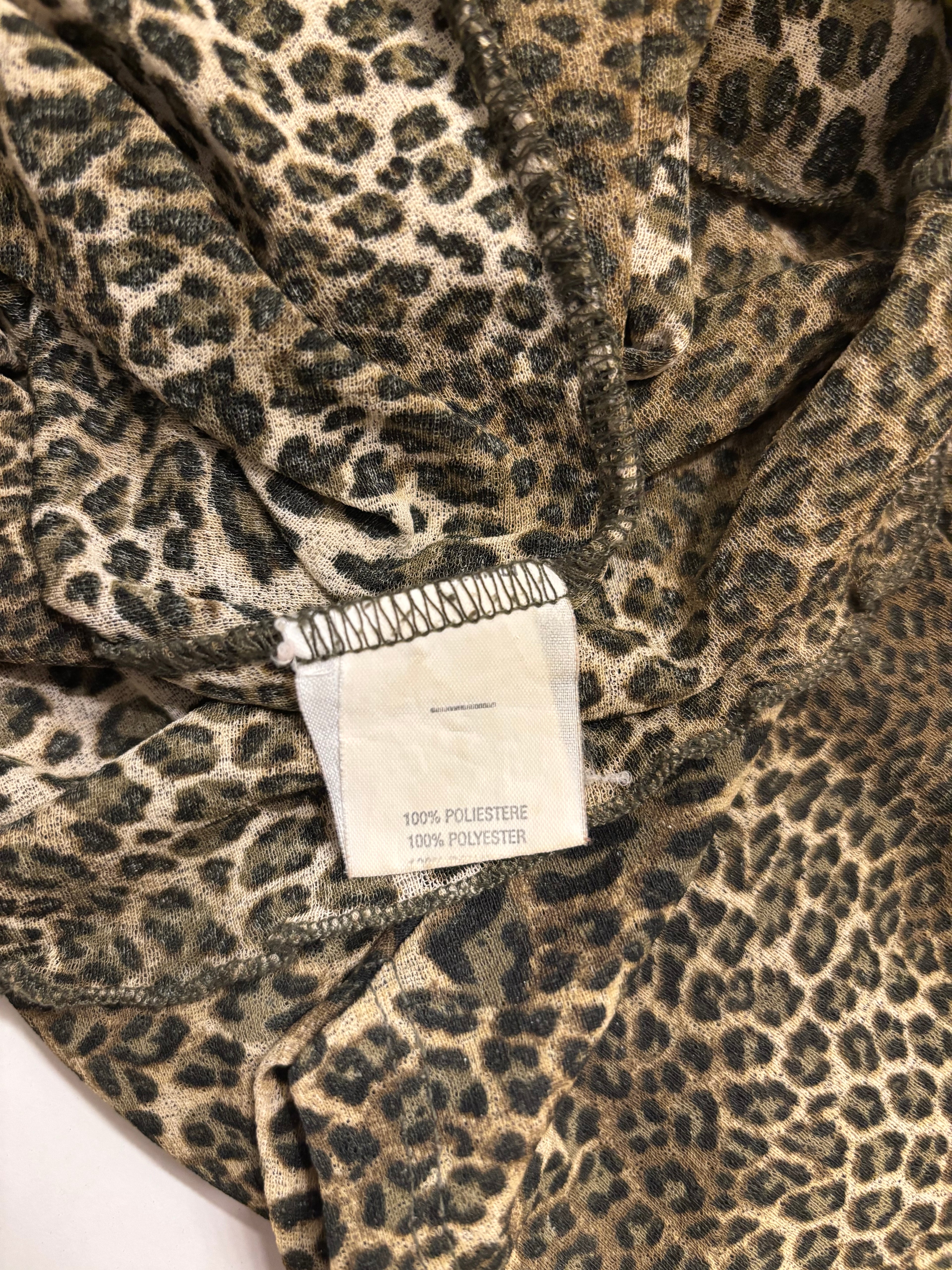 Leopard Print Mesh T-skjorte