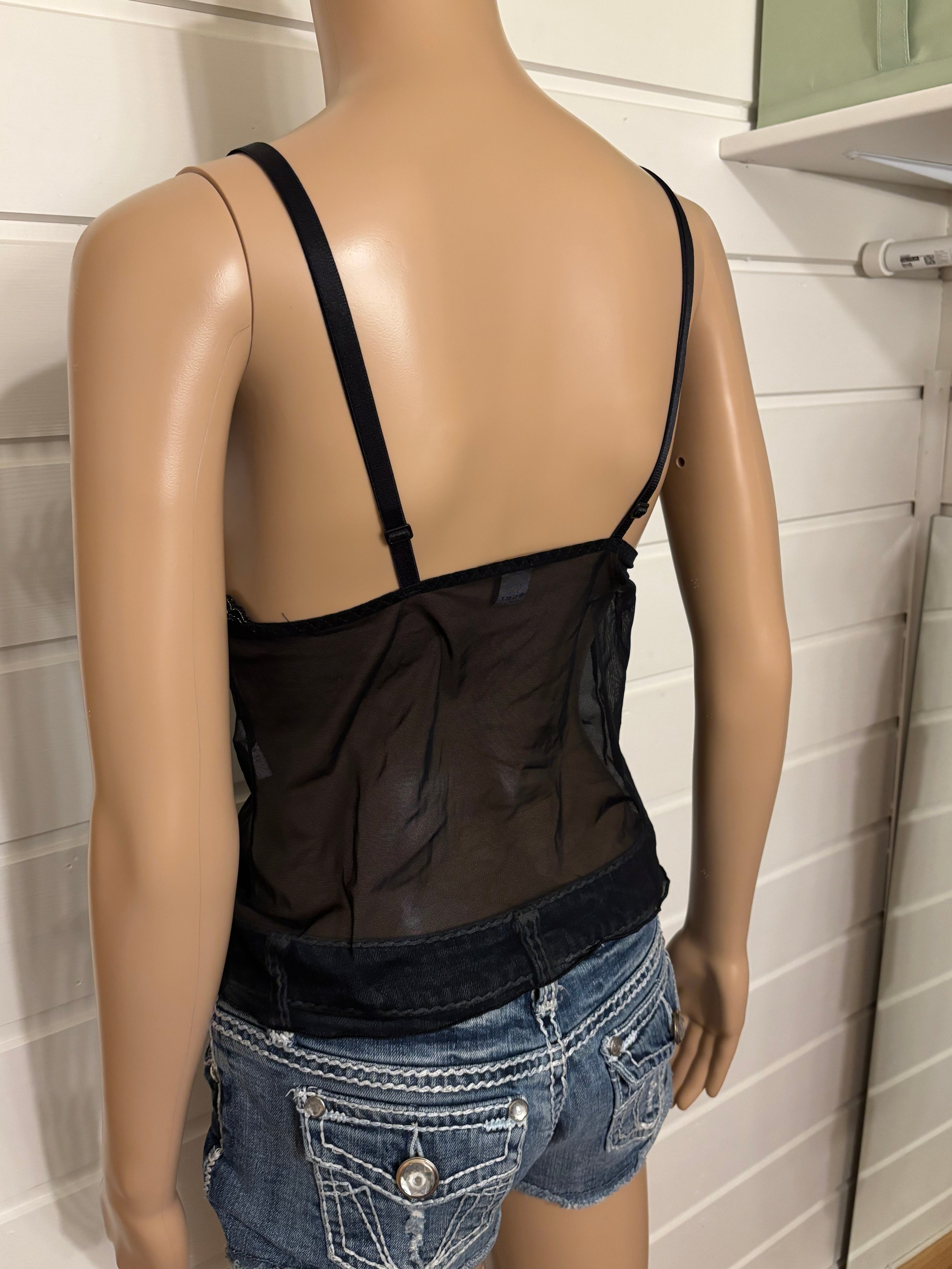 Svart Mesh Topp Glitter Detaljer