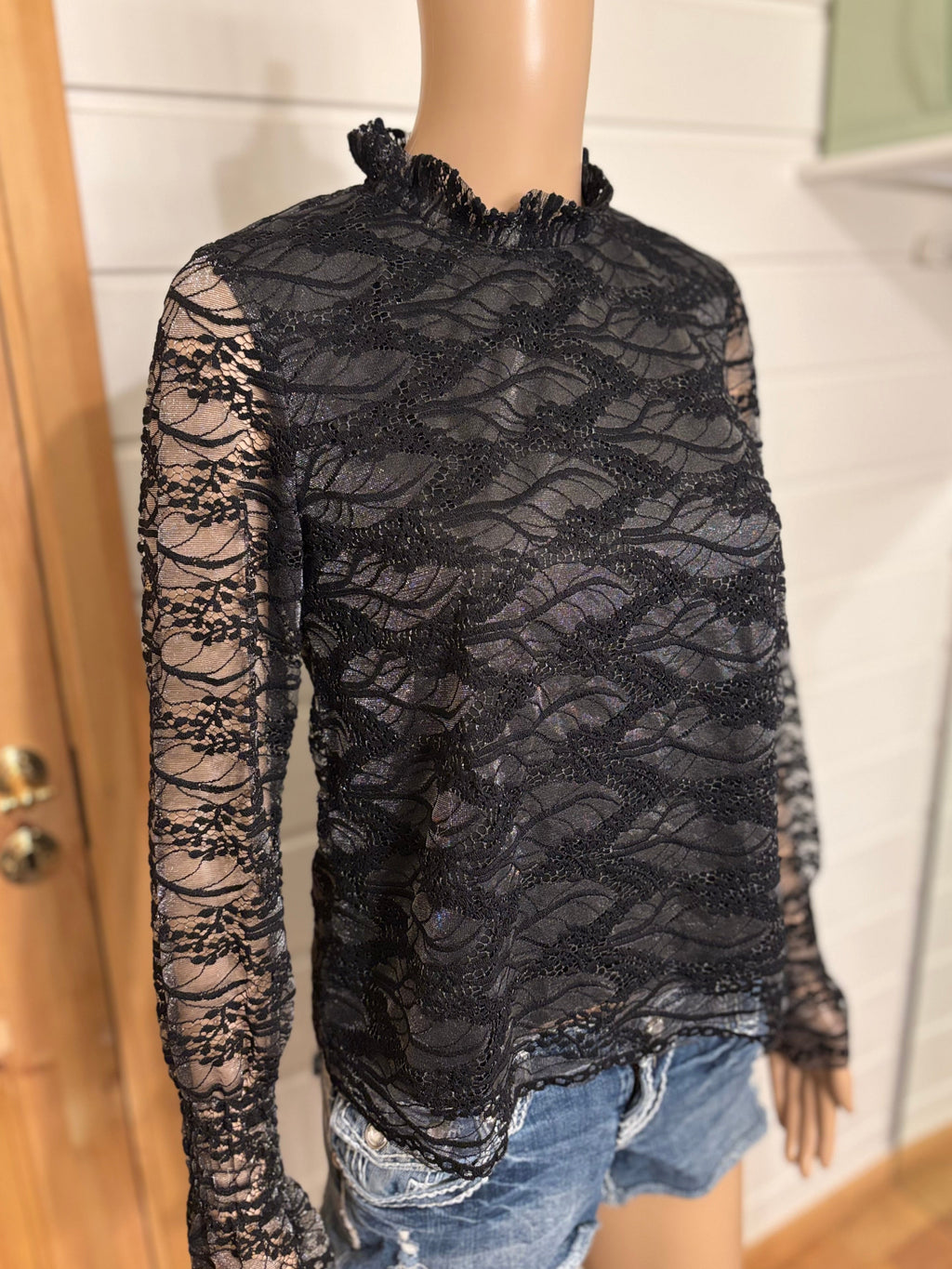 Svart Glitter Bluse
