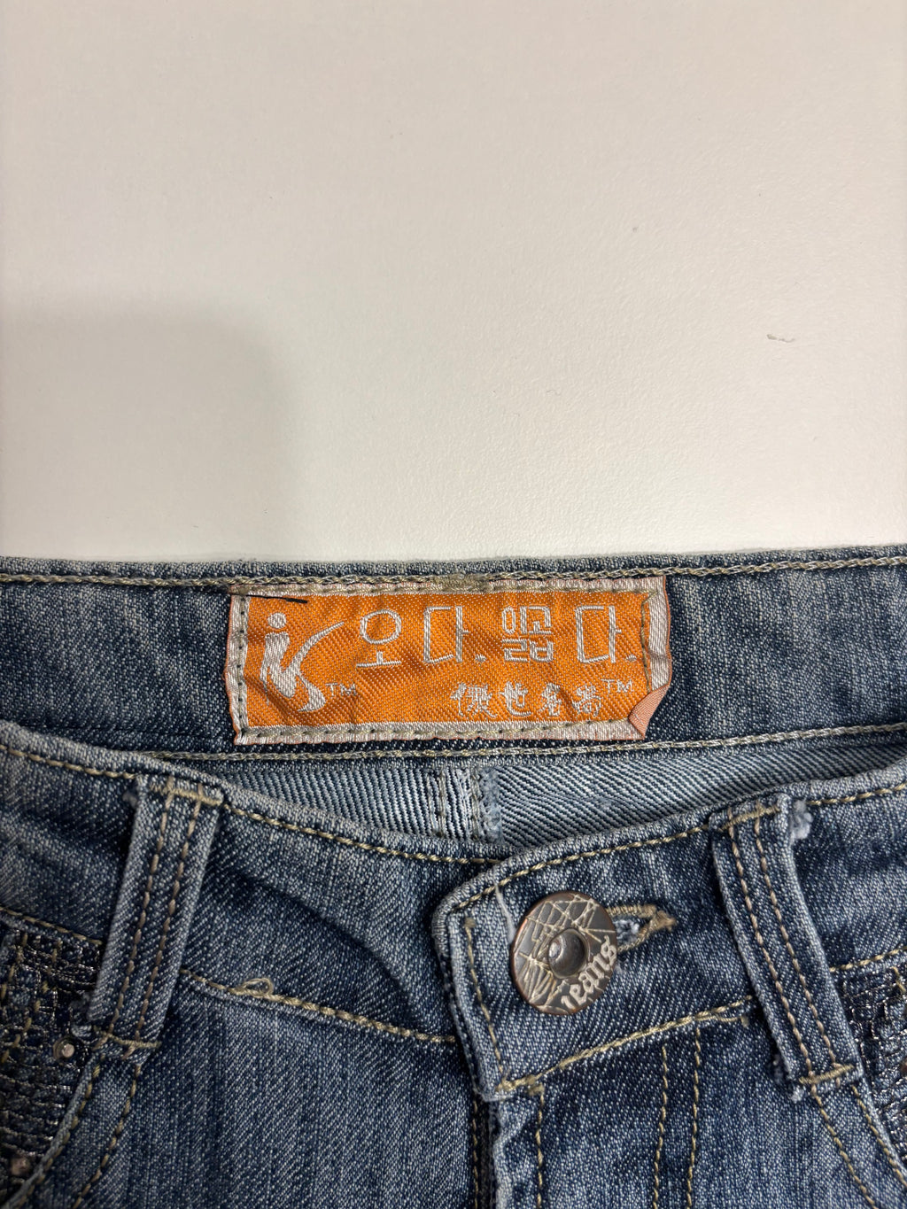 Vintage Jeans Sleng Pyntede Lommer