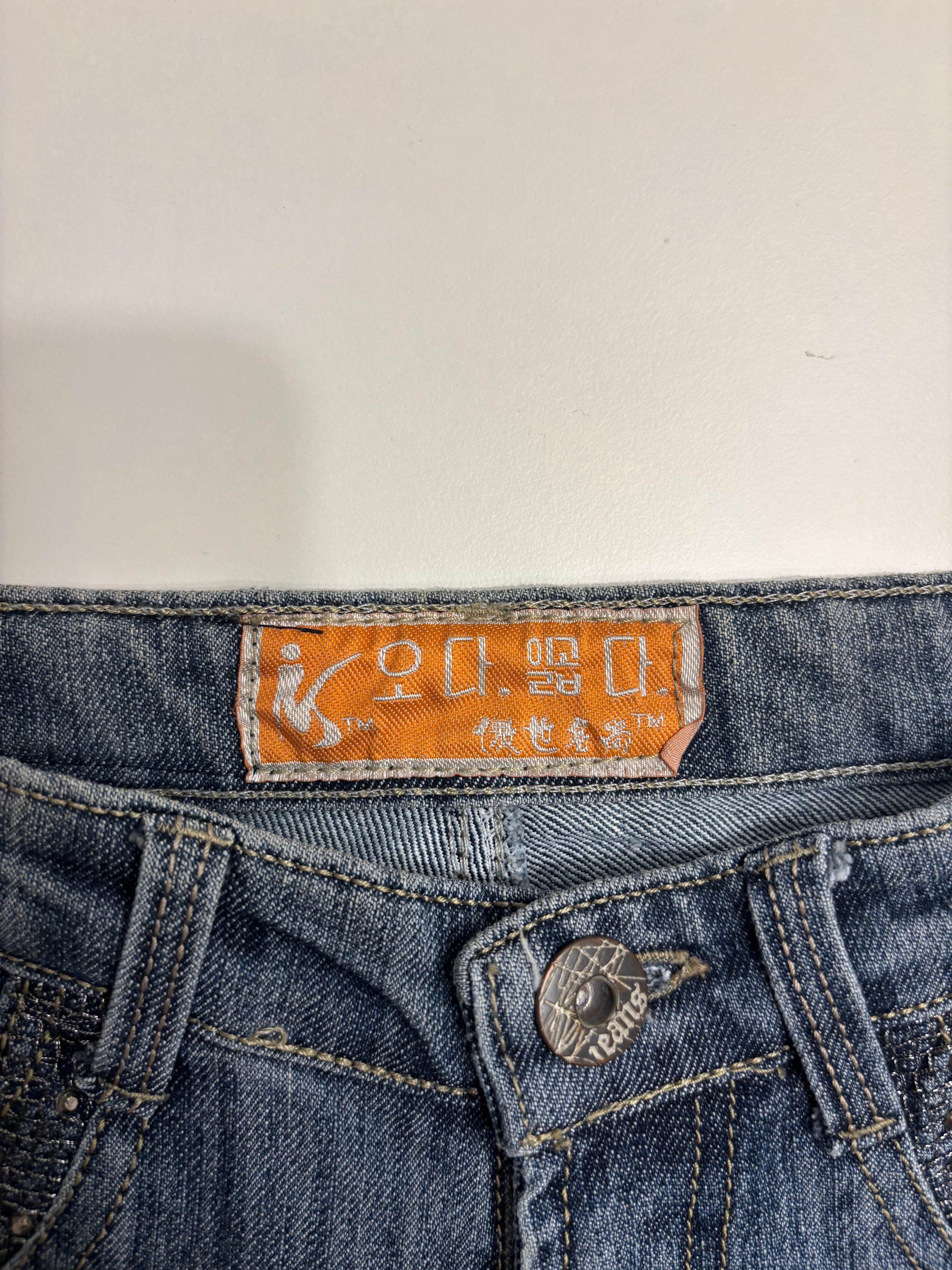 Vintage Jeans Sleng Pyntede Lommer