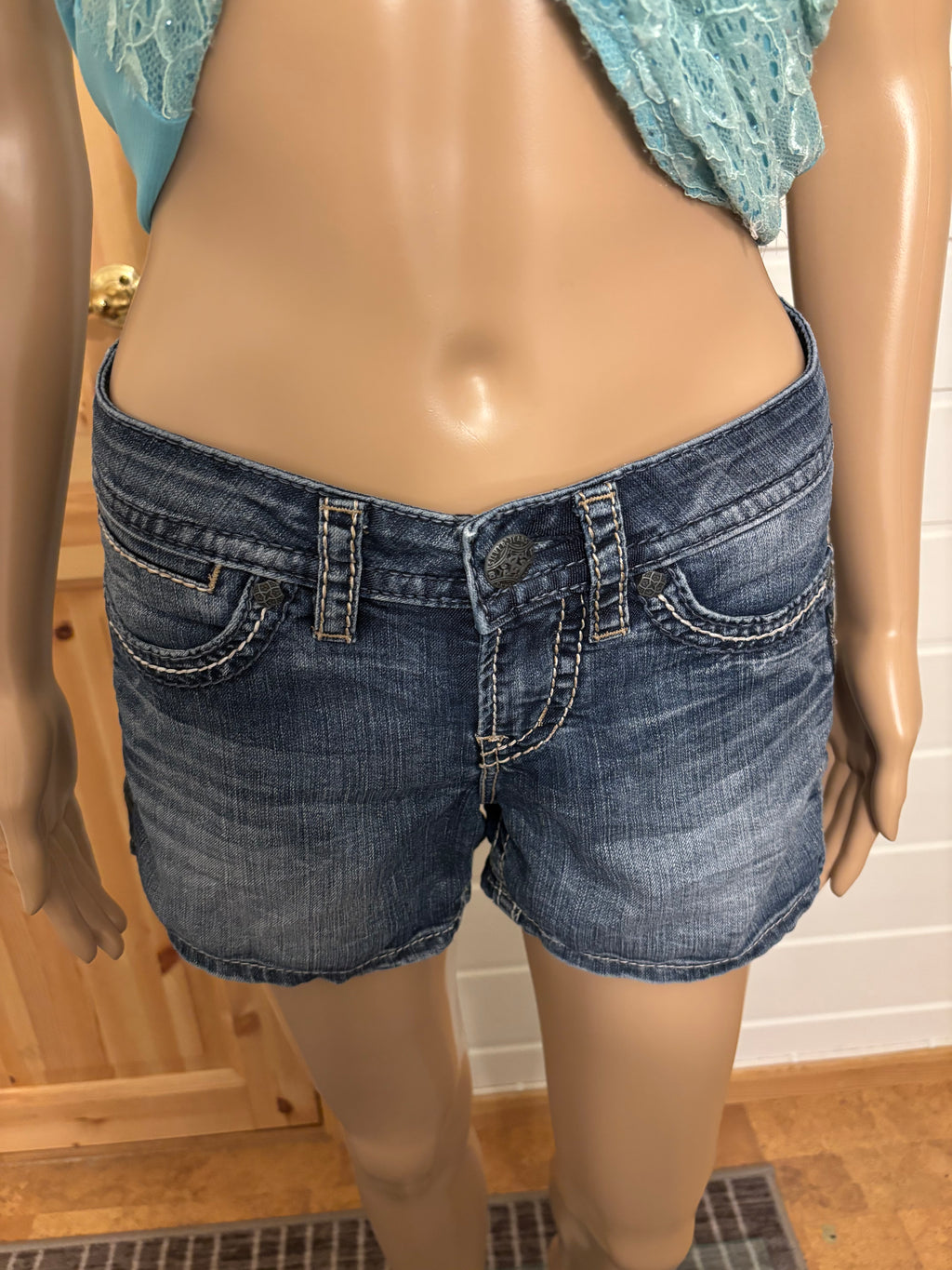 Silver Denim Shorts