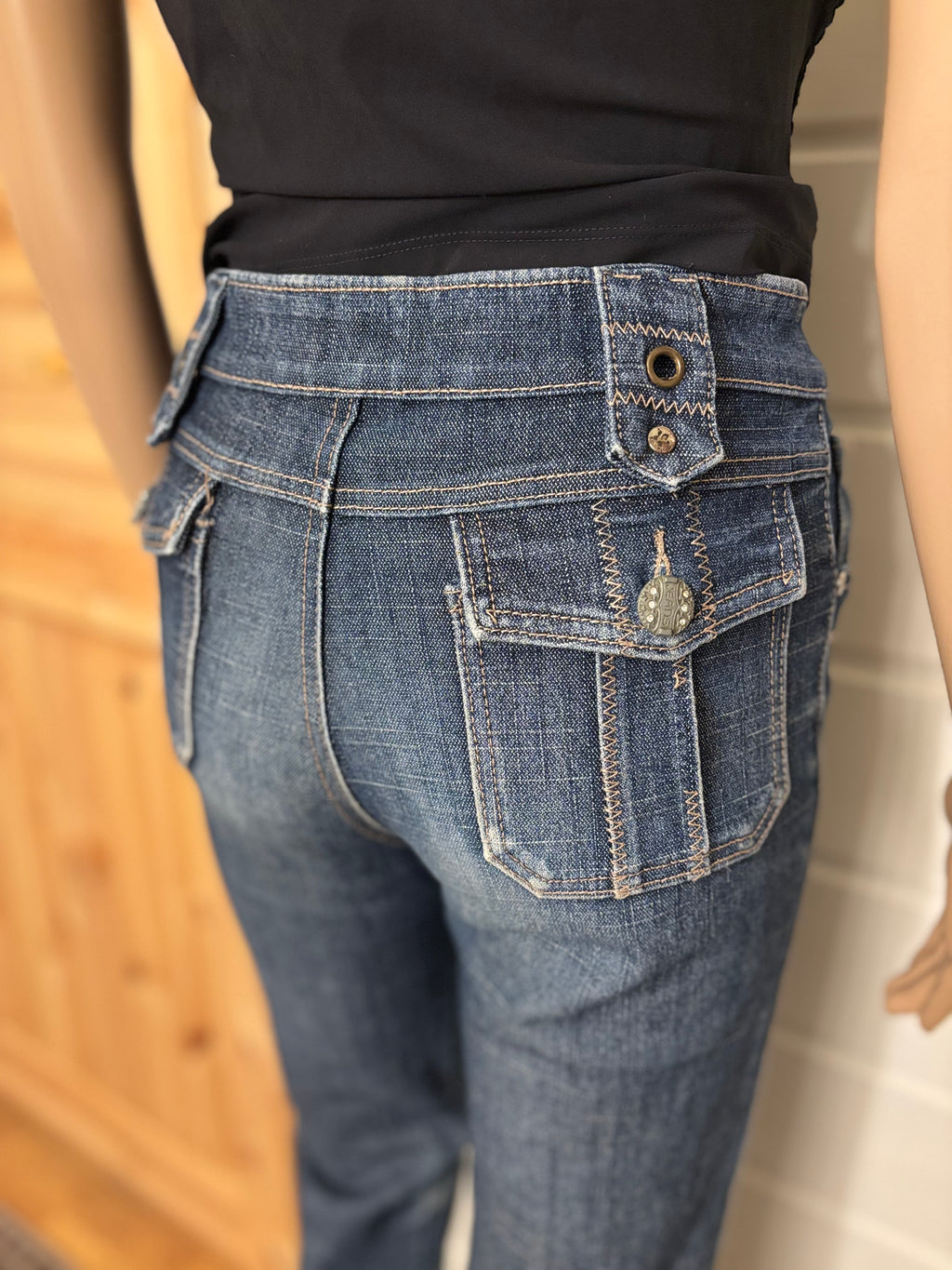 Vintage Jeans Sleng Pyntede Lommer