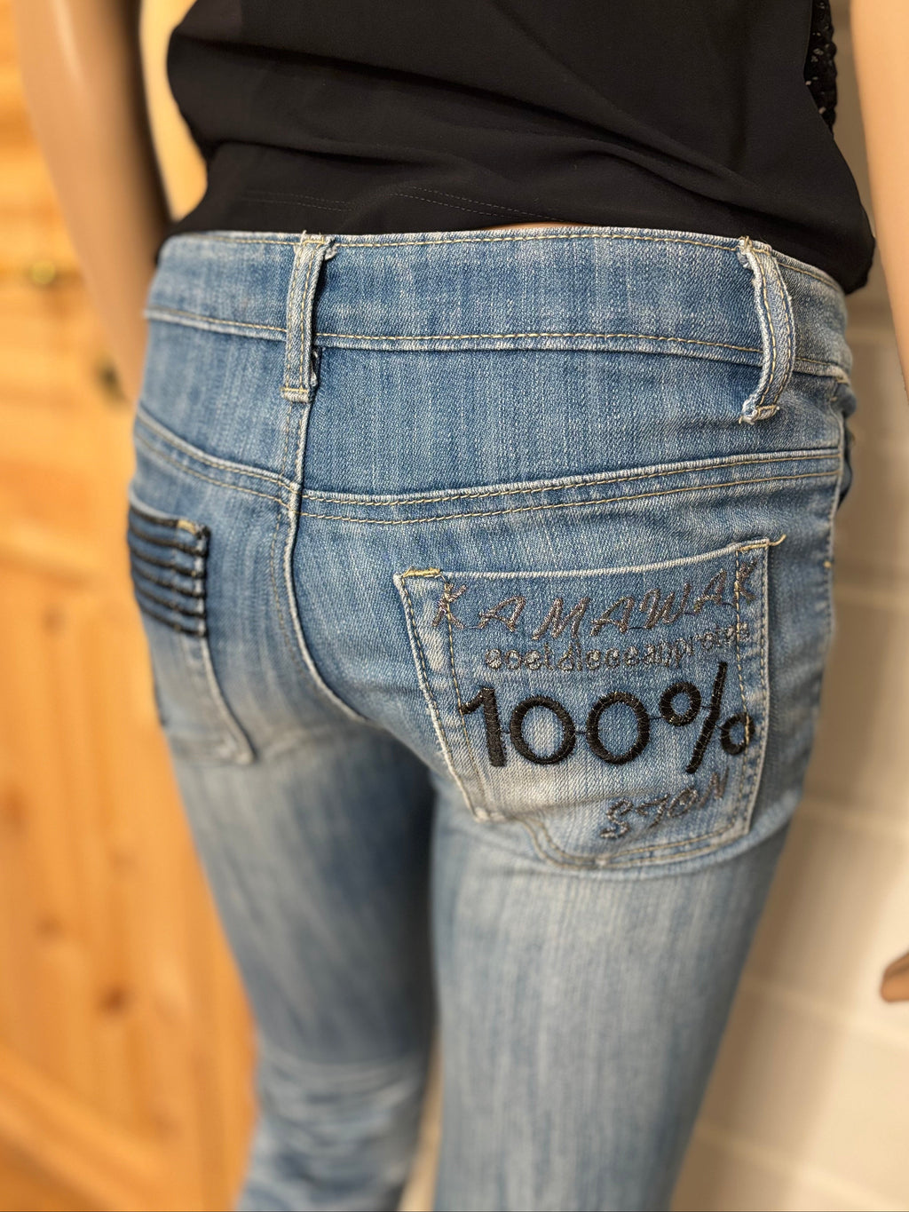 Vintage Jeans Sleng Pyntede Lommer