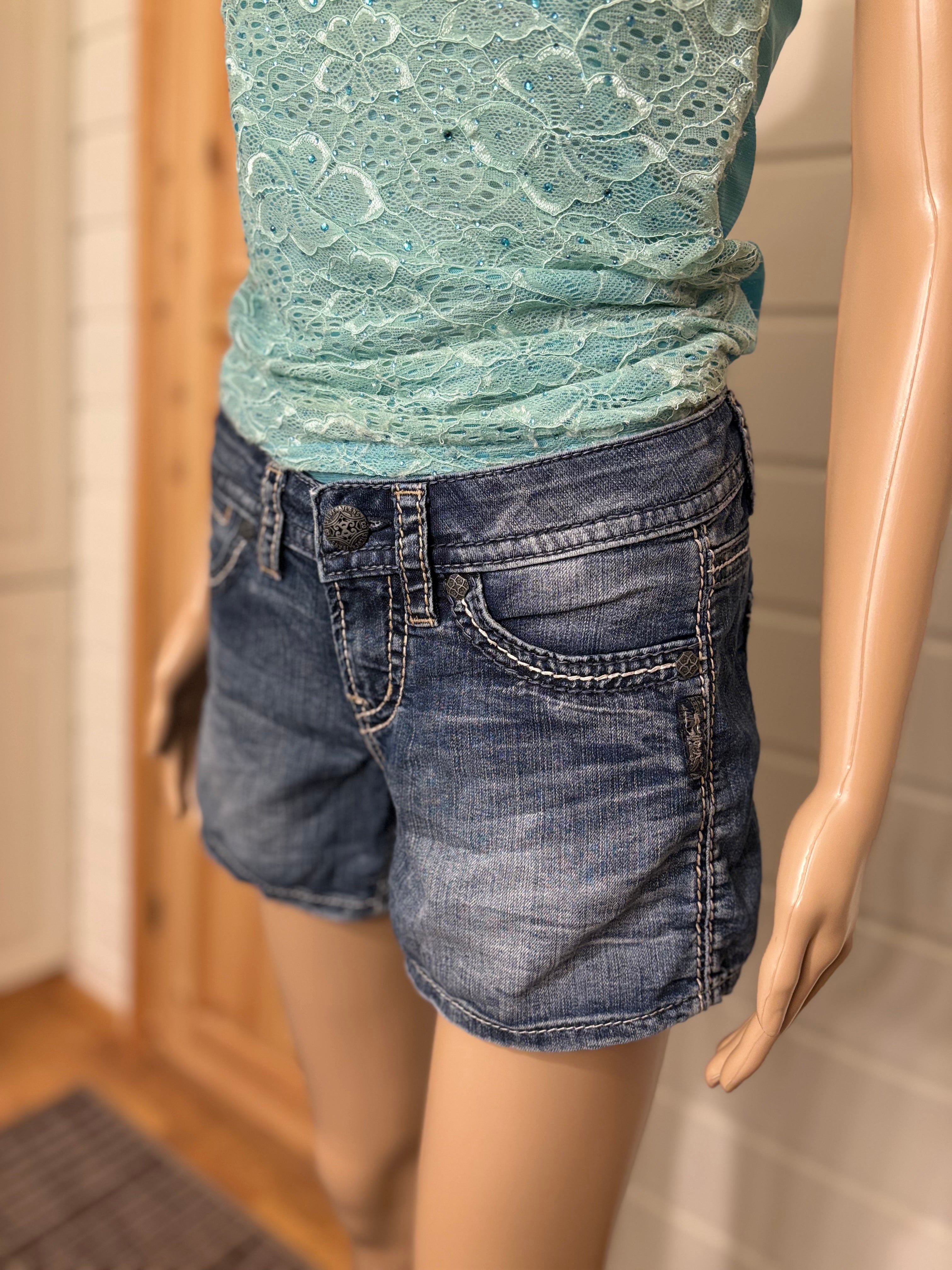 Silver Denim Shorts