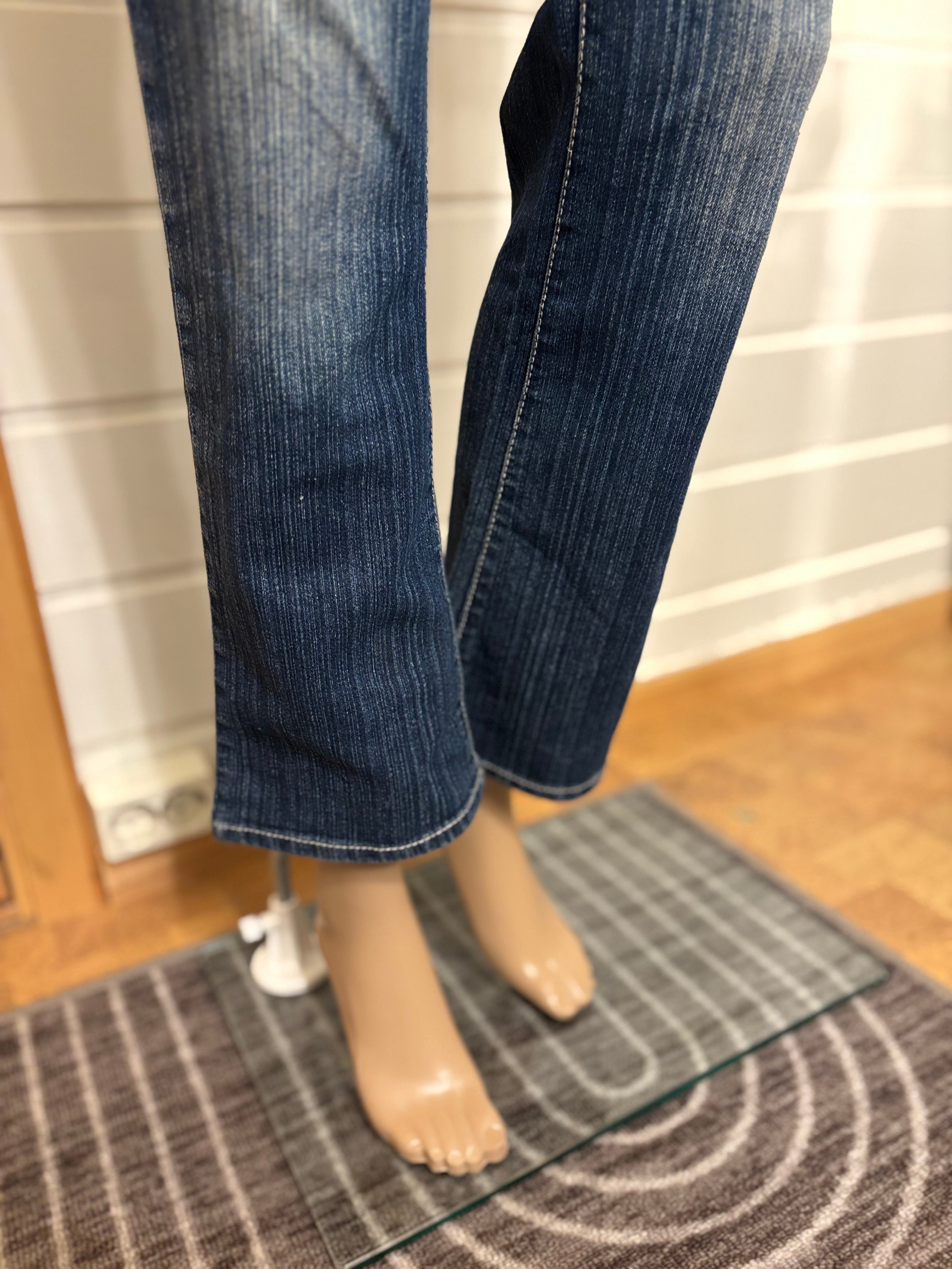 Vintage Jeans Sleng Broderte Lommer