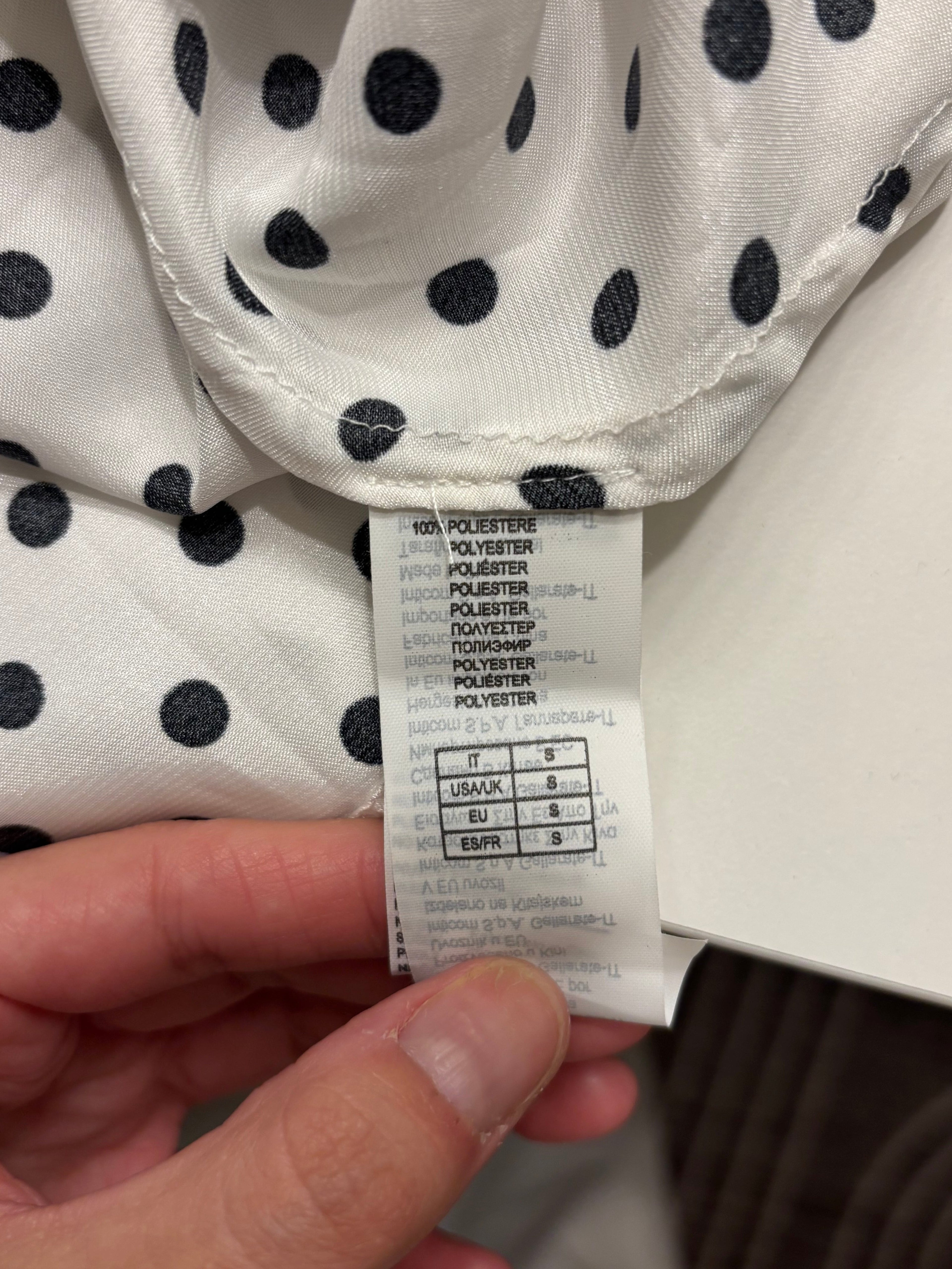 Hvit Svart Polkadott Prikker Babydoll Topp
