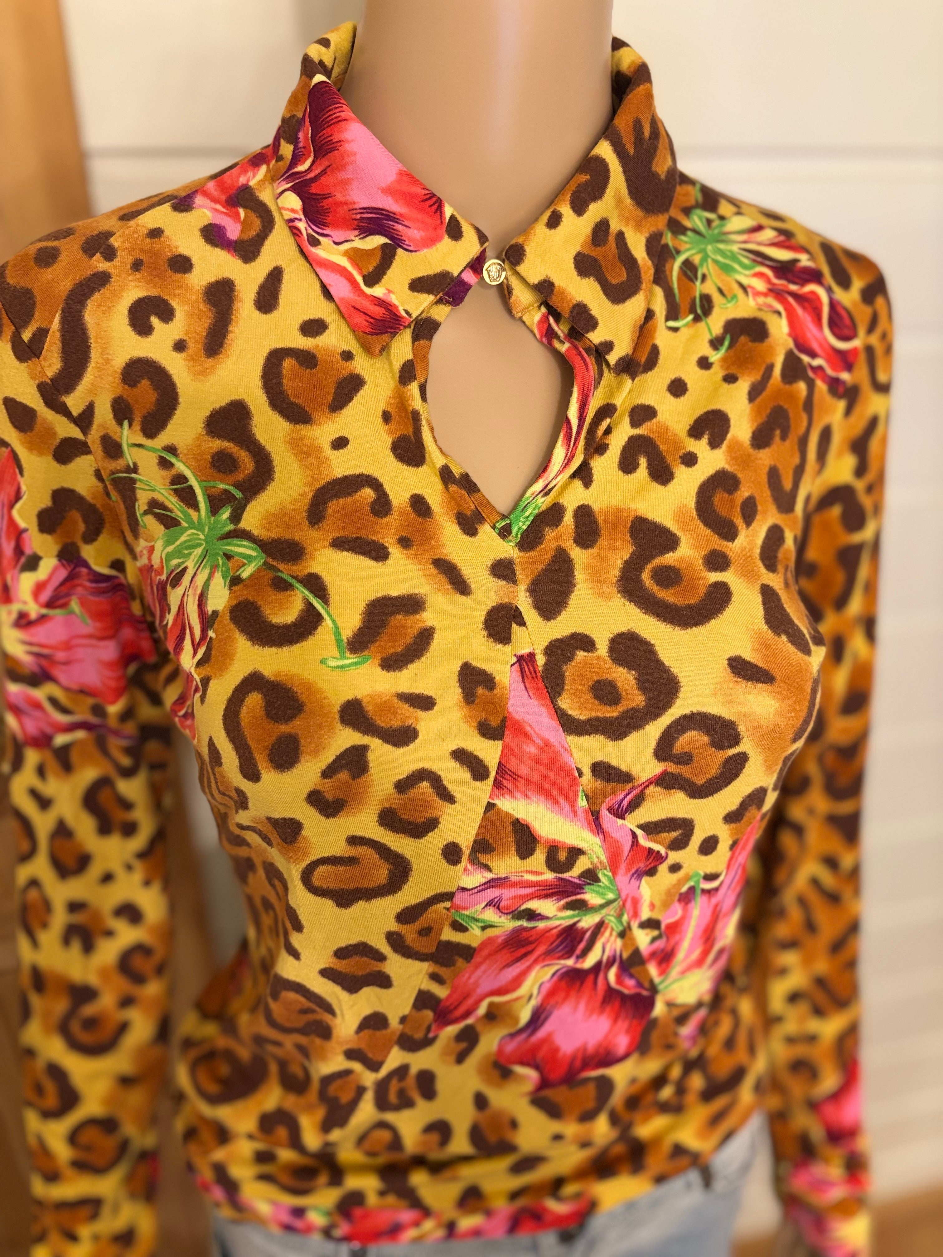 "Versace" Leopard Print Langermet Topp