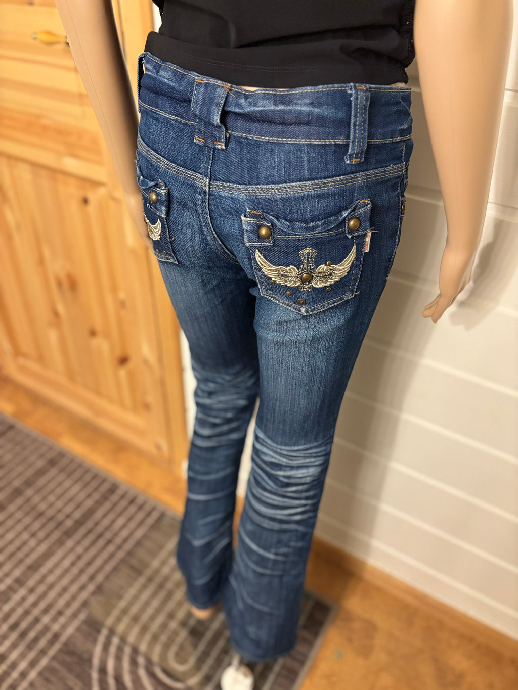 Vintage Jeans Sleng Pyntede Lommer