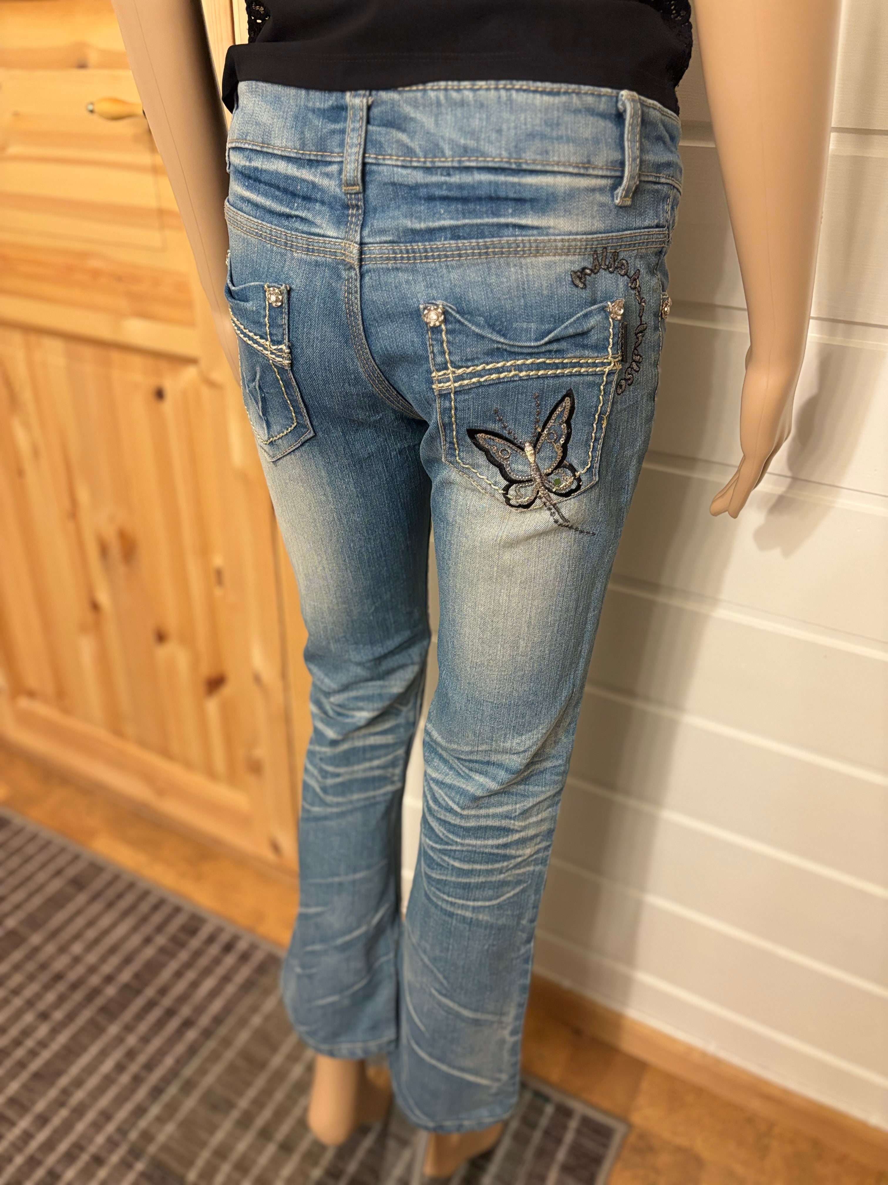 Vintage Jeans Sleng Pyntede Lommer