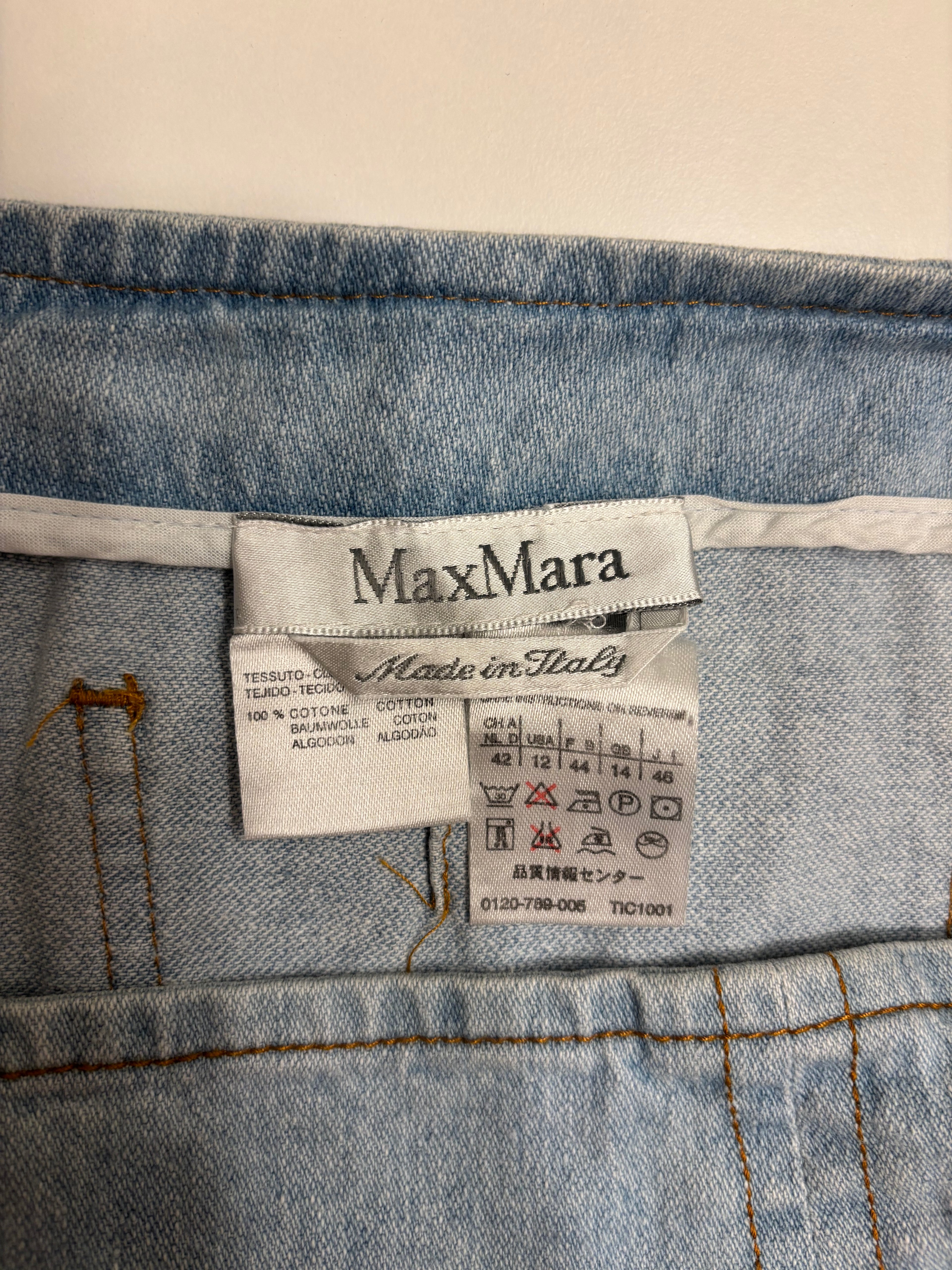 MaxMara Lyseblå Midi Denim Skjørt