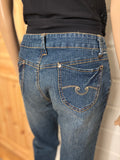 Vintage Jeans Sleng Broderte Lommer