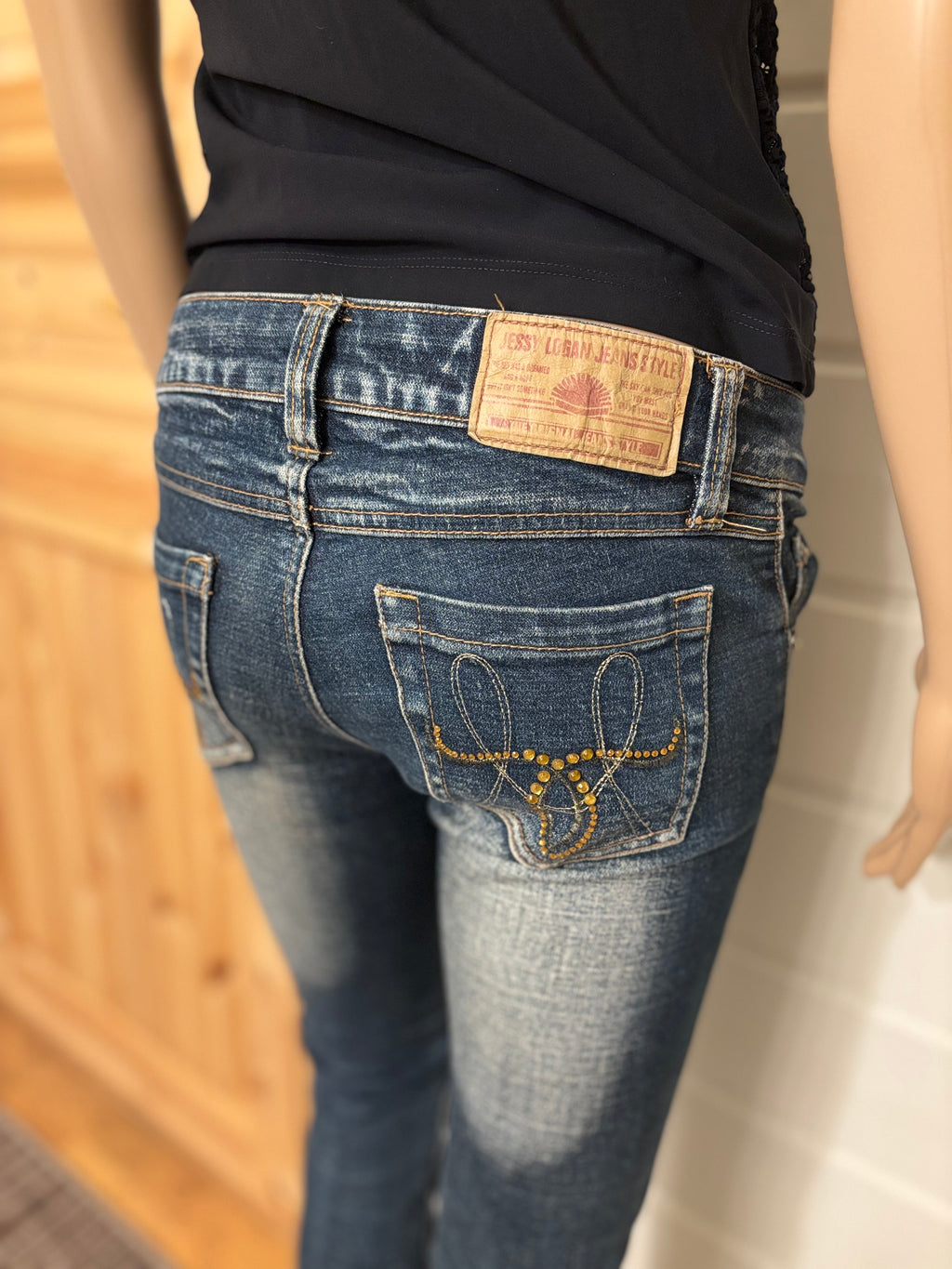 Vintage Jeans Sleng Pyntede Lommer