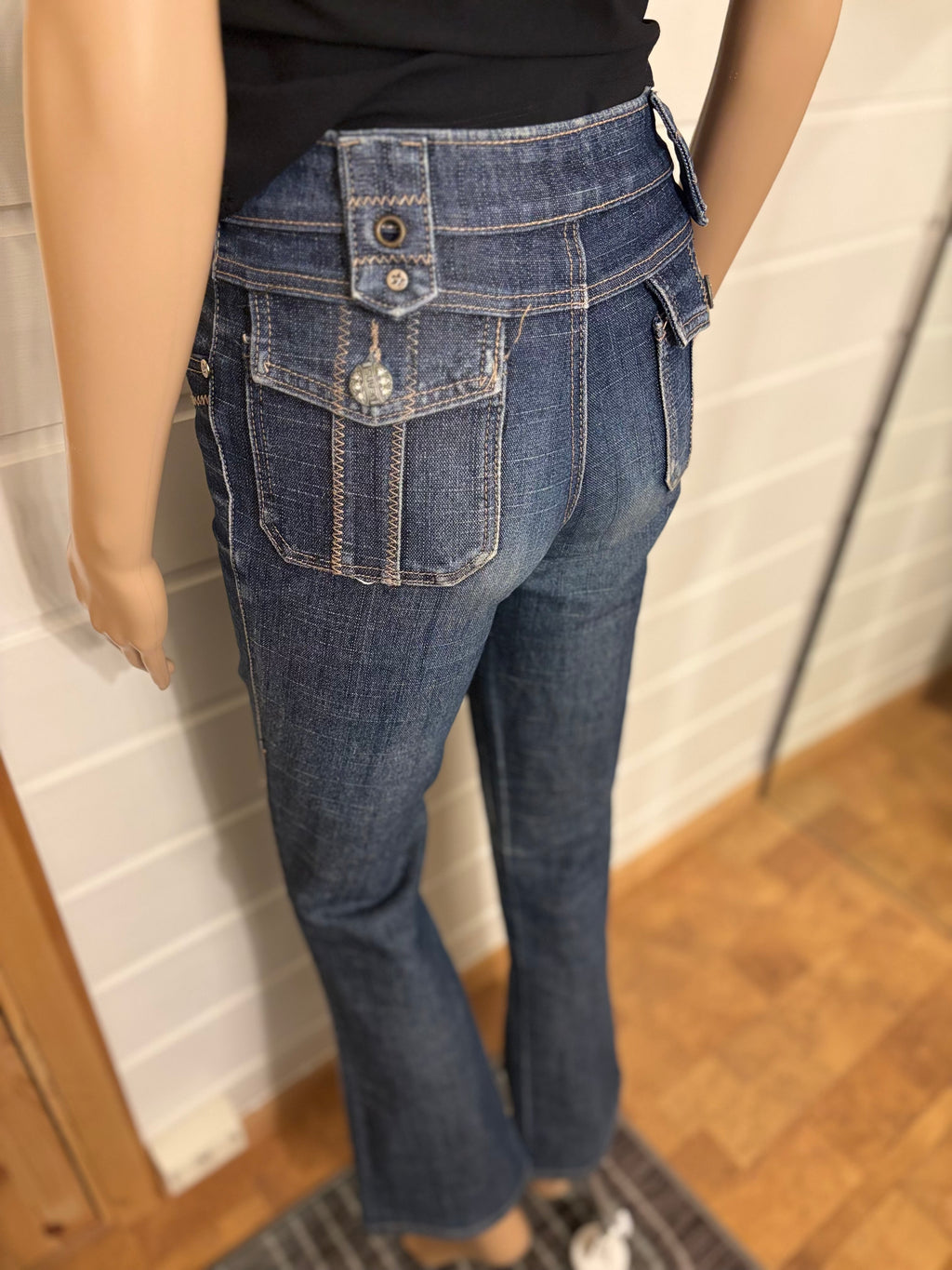 Vintage Jeans Sleng Pyntede Lommer