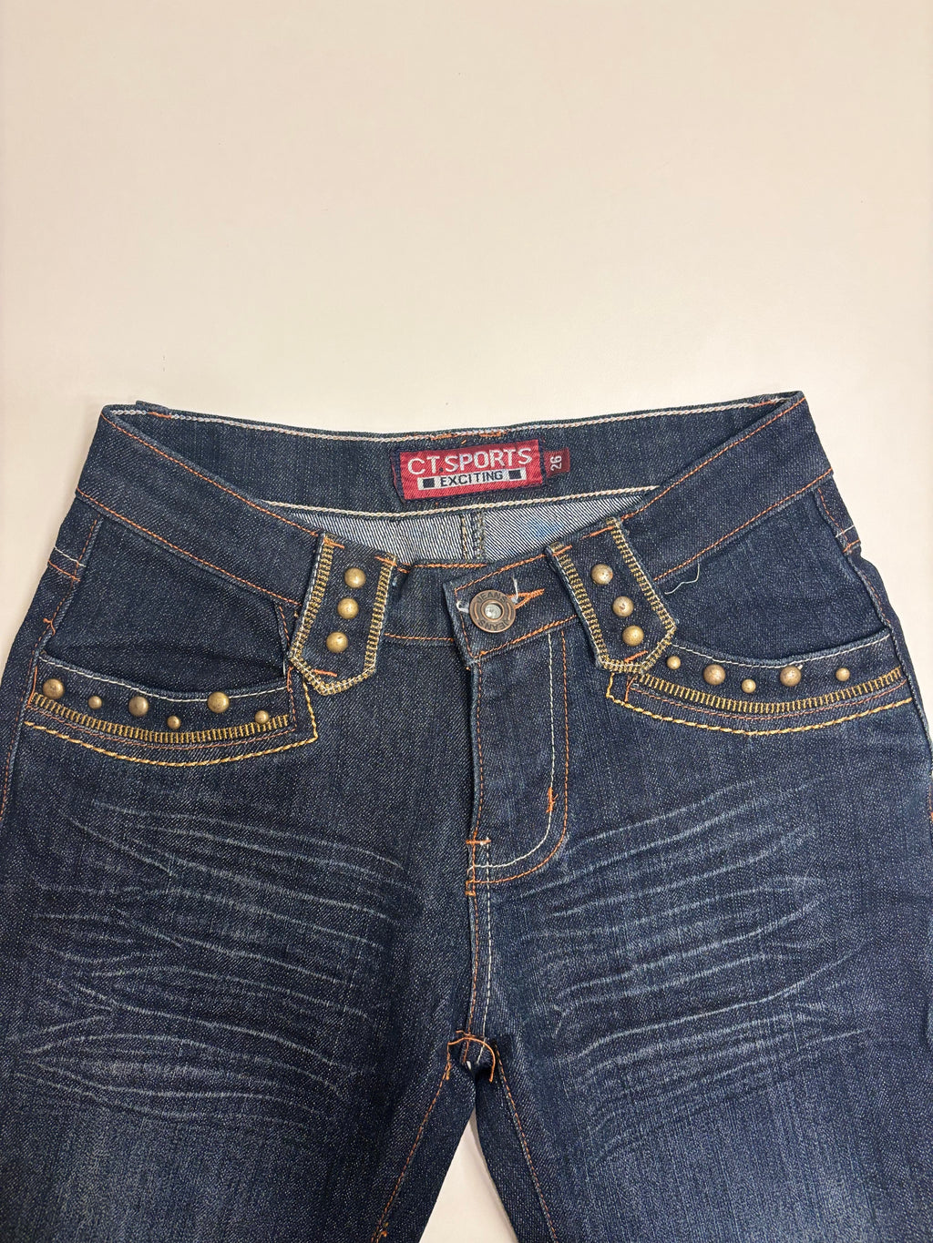 Vintage Jeans Sleng Broderte Lommer