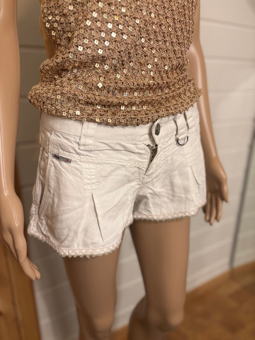 Hvit Lin Shorts