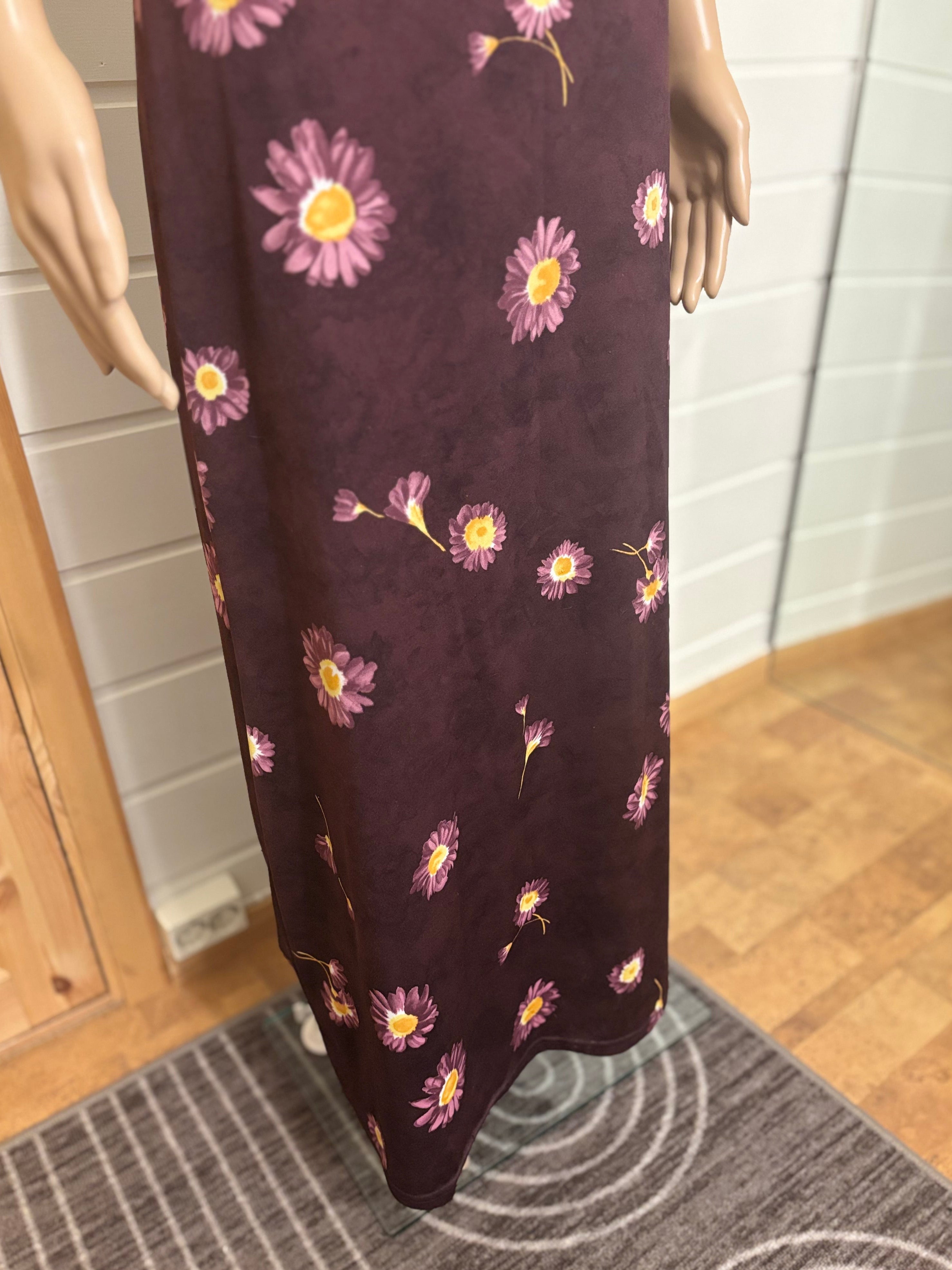 Mørkelilla Blomstret Maxi kjole