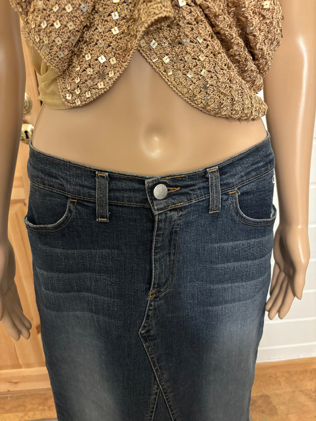 Midi Denim Skjørt
