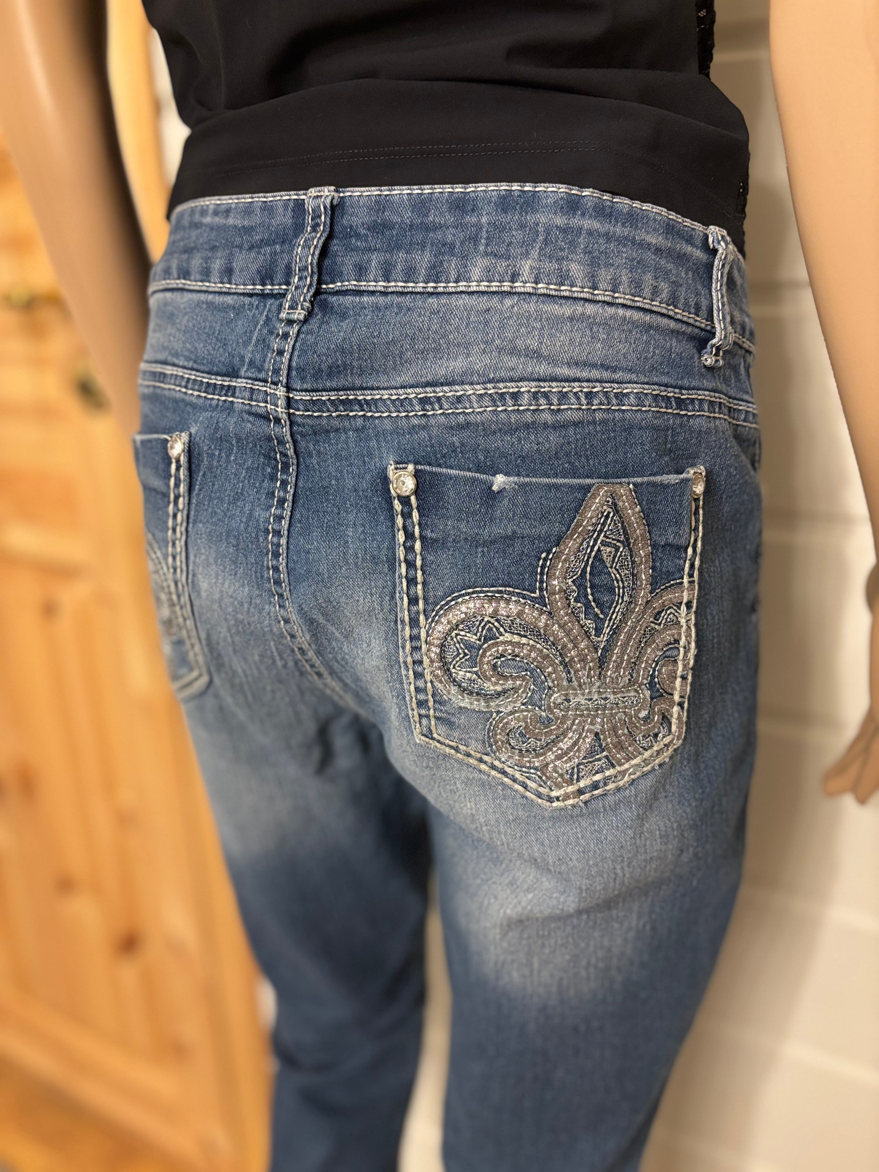 Vintage Jeans Sleng Pyntede Lommer