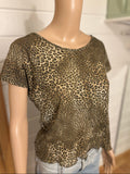 Leopard Print Mesh T-skjorte