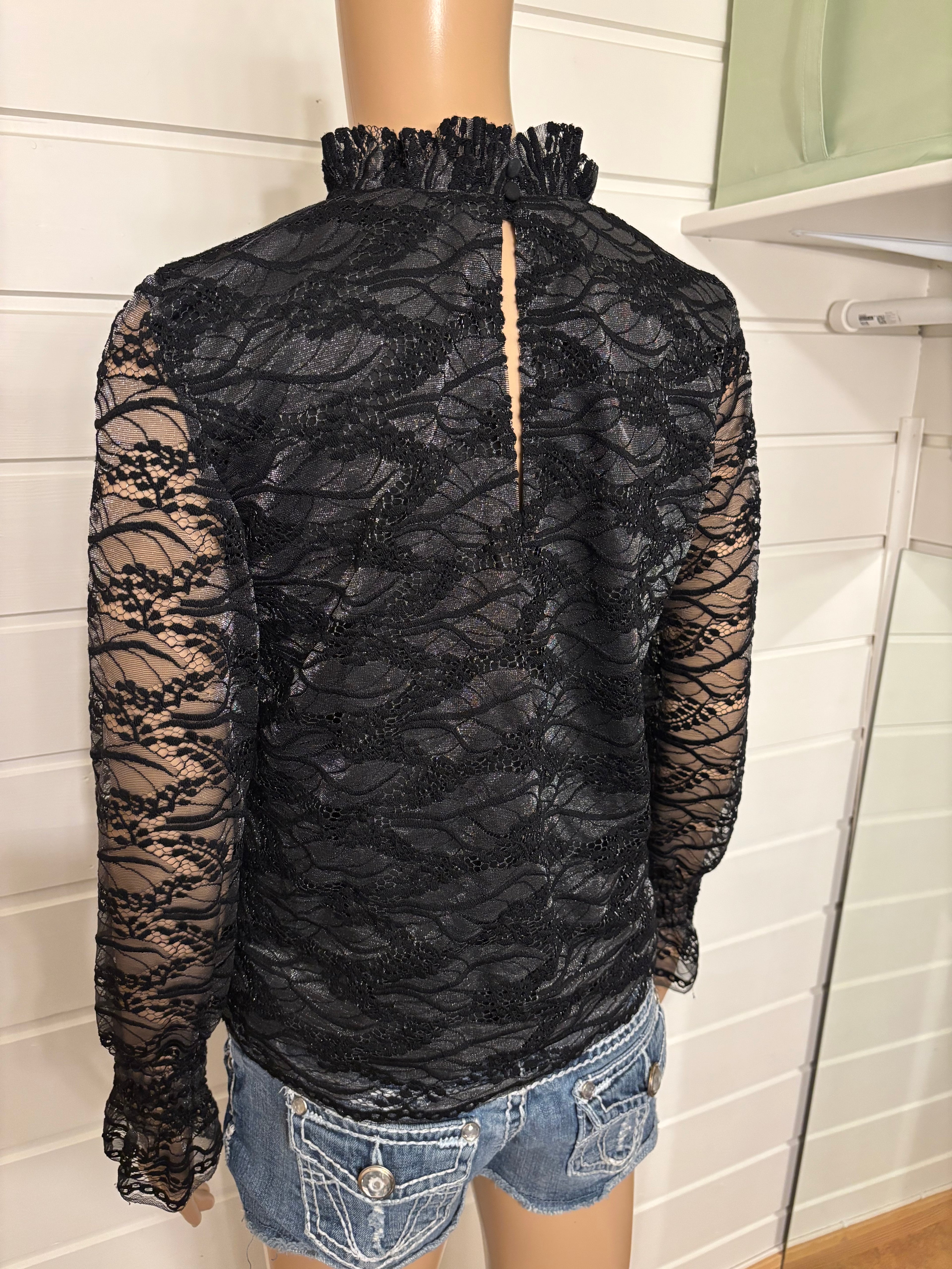Svart Glitter Bluse