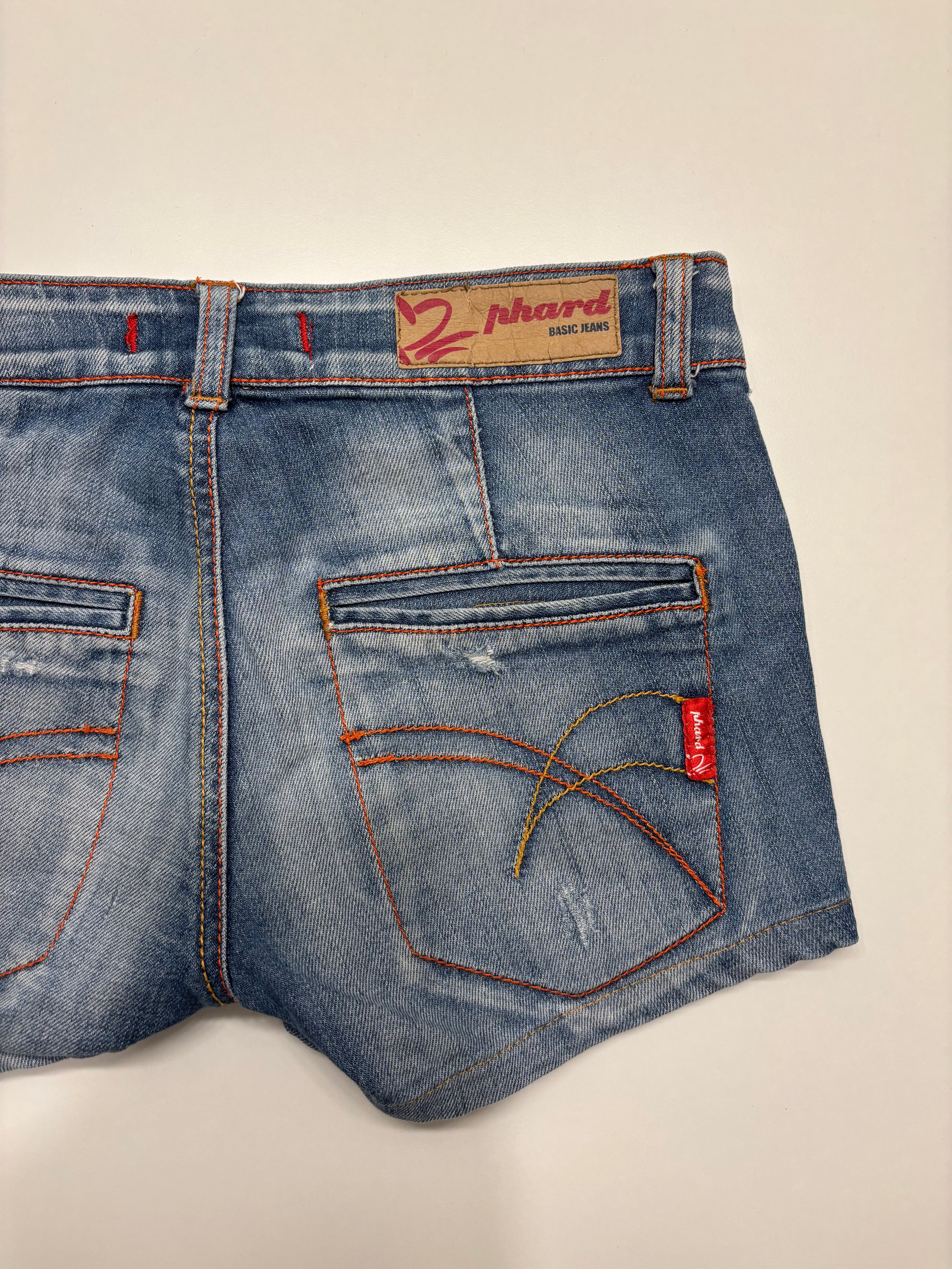Y2K Denim Shorts Broderte Lommer