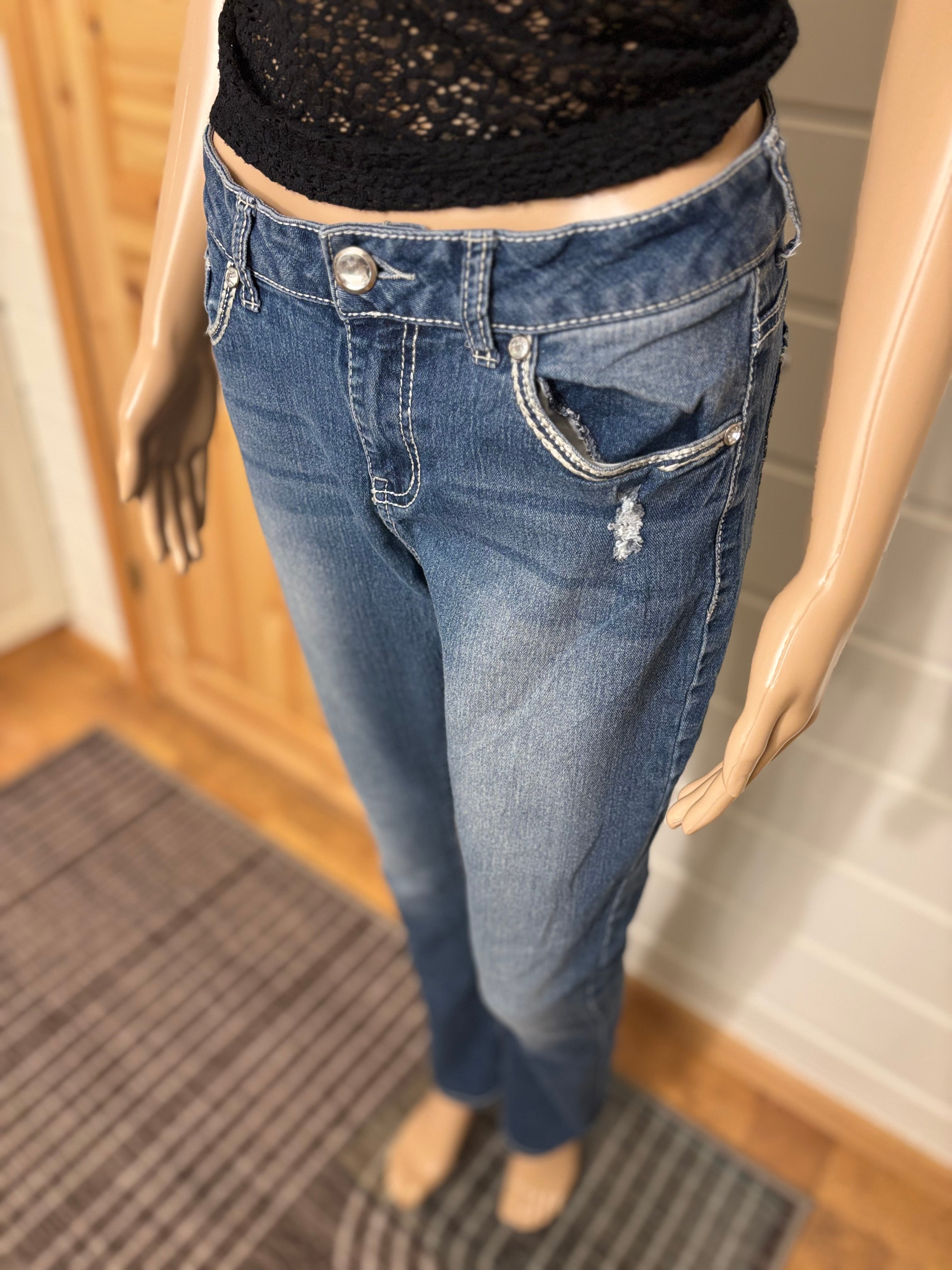 Vintage Jeans Sleng Pyntede Lommer