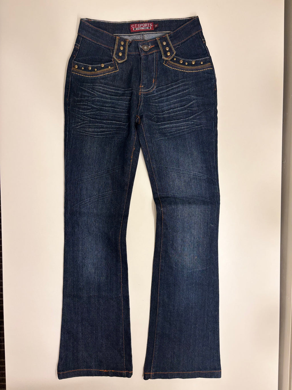 Vintage Jeans Sleng Broderte Lommer
