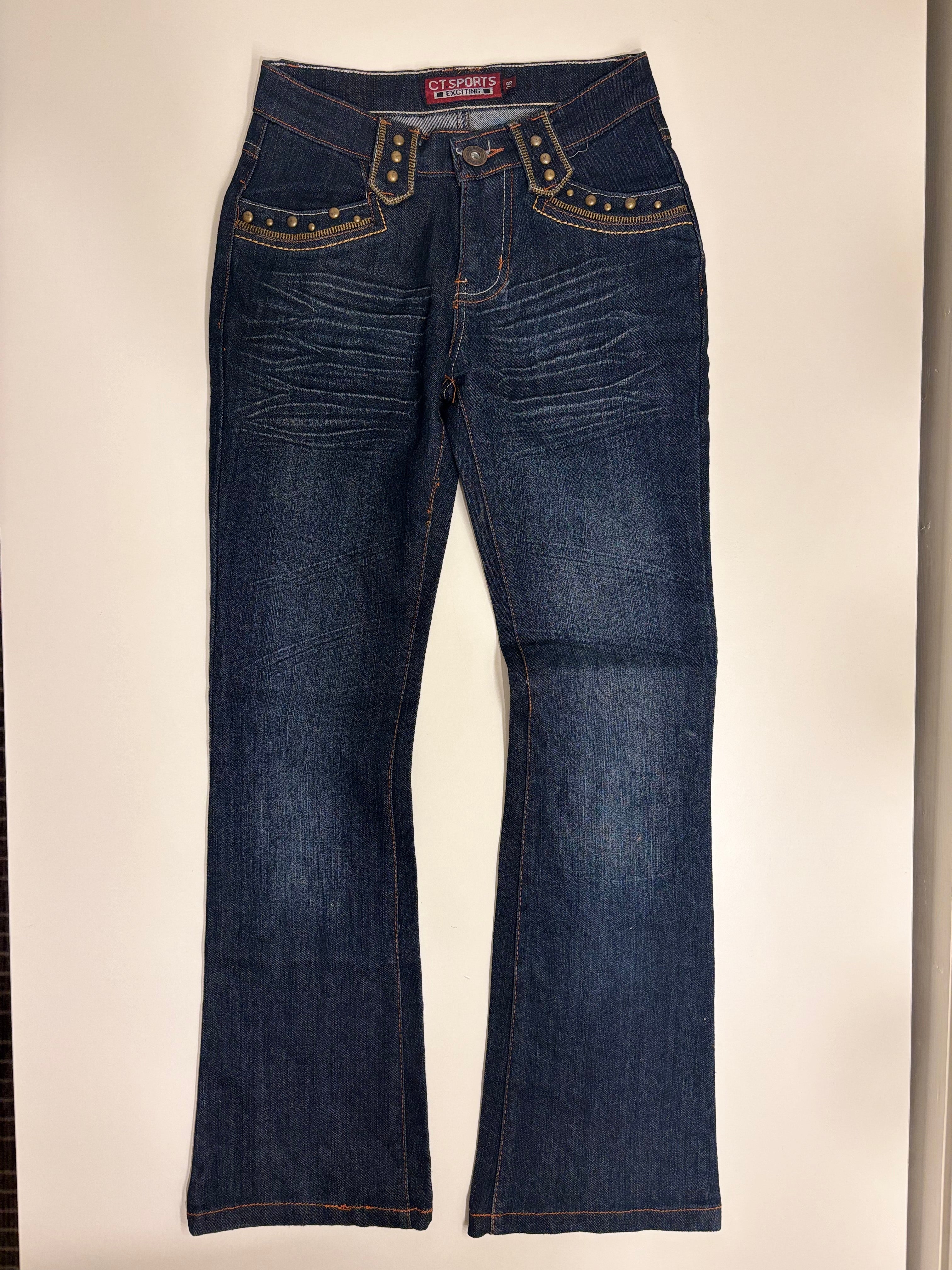 Vintage Jeans Sleng Broderte Lommer