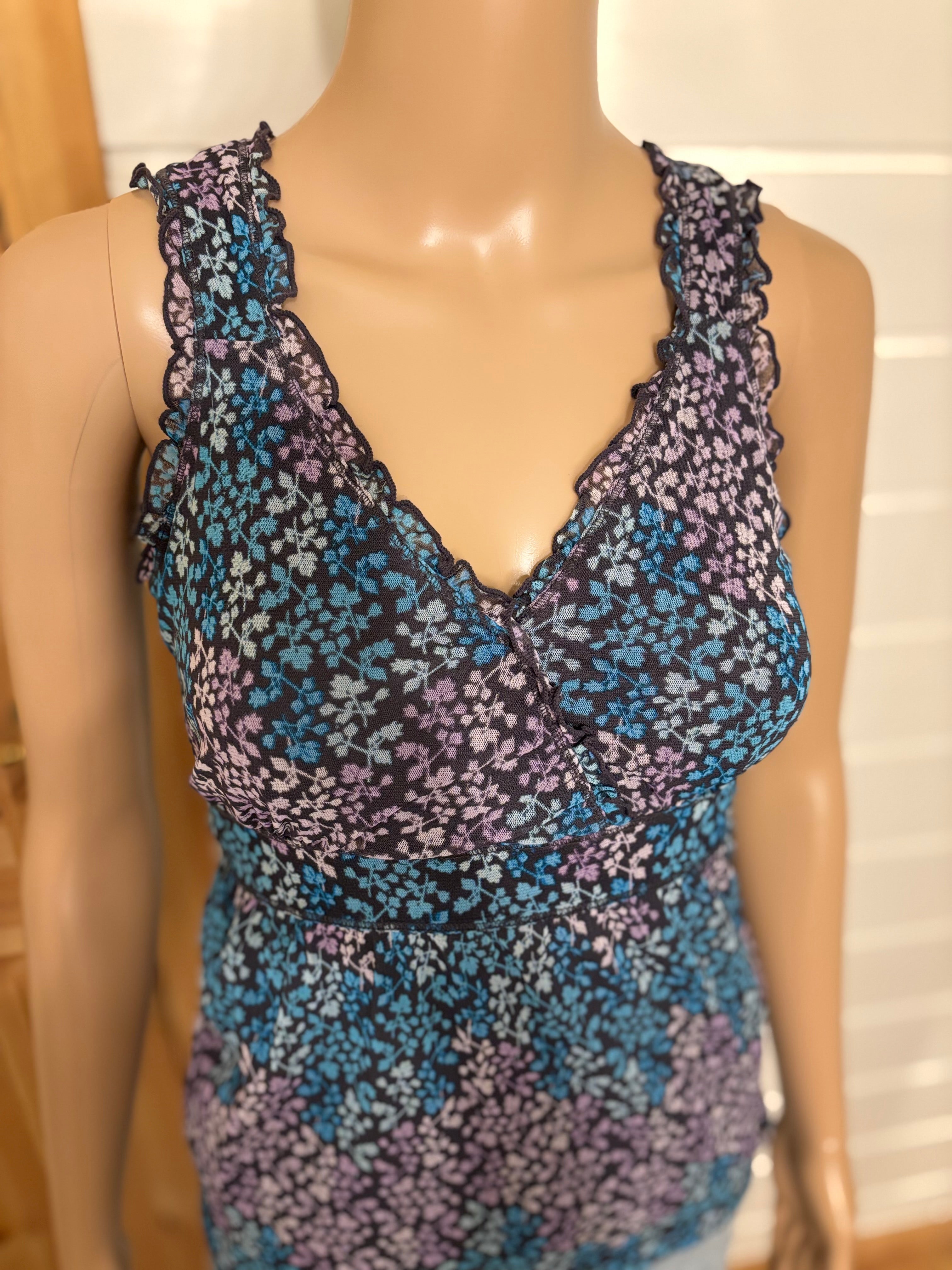 Mønstret Mesh Babydoll Topp